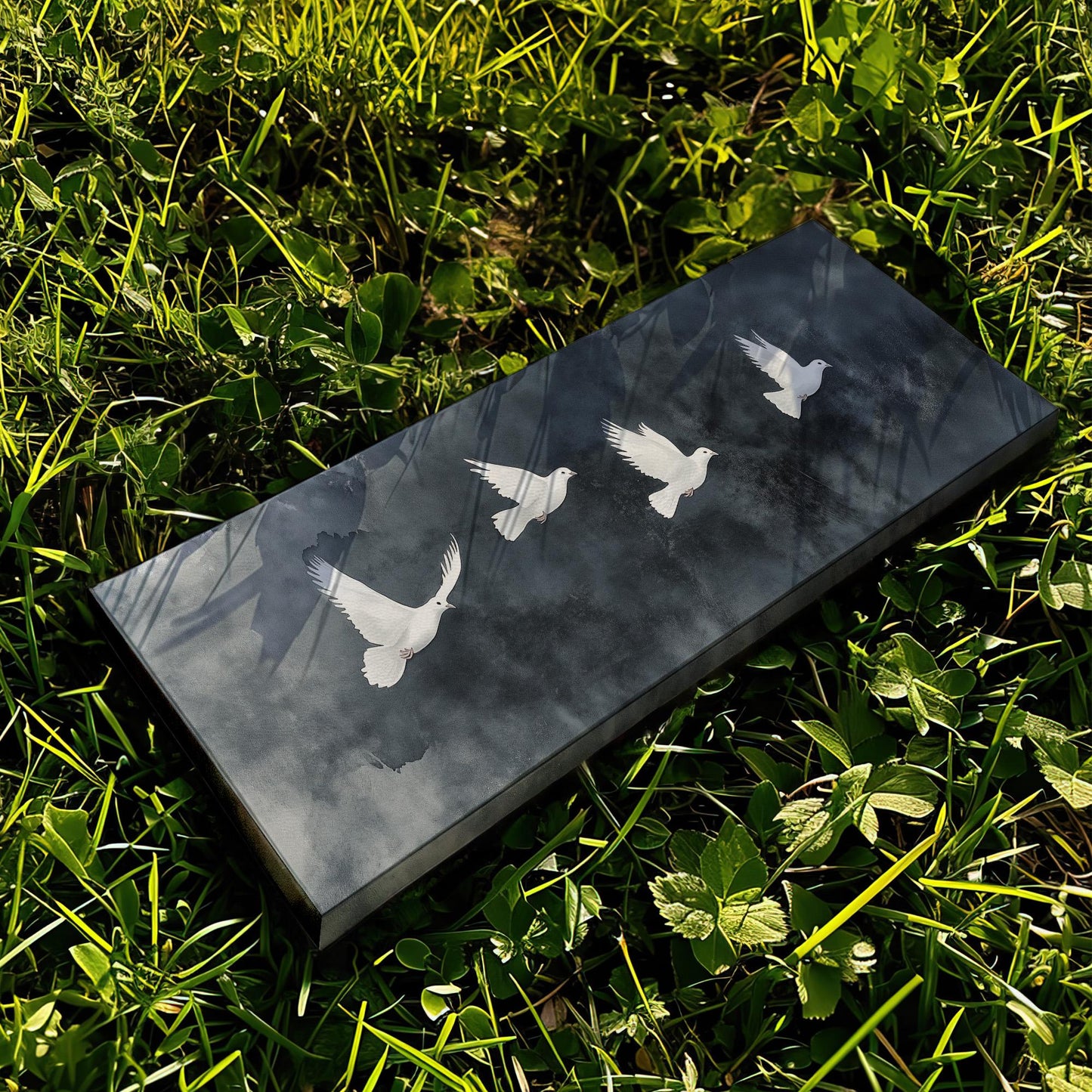 Flock of White Doves Panoramic Peaceful Night, Minimal Flying Bird Canvas Print, The long Travel Printed Canvas Art