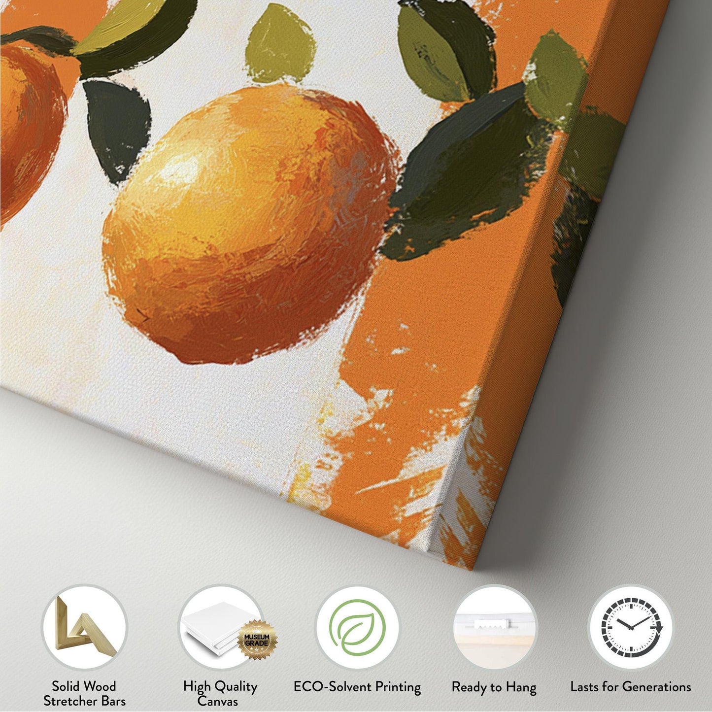 Rustic Abstract Orange Panoramic Farmhouse Vibes, Minimal Kitchen Wall Canvas Print, Country Style Printed Canvas Art