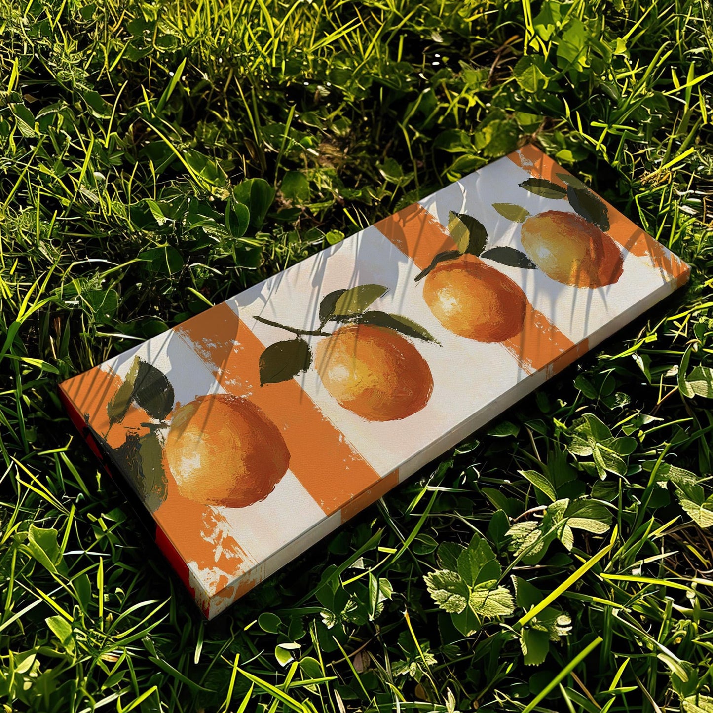 Rustic Abstract Orange Panoramic Farmhouse Vibes, Minimal Kitchen Wall Canvas Print, Country Style Printed Canvas Art