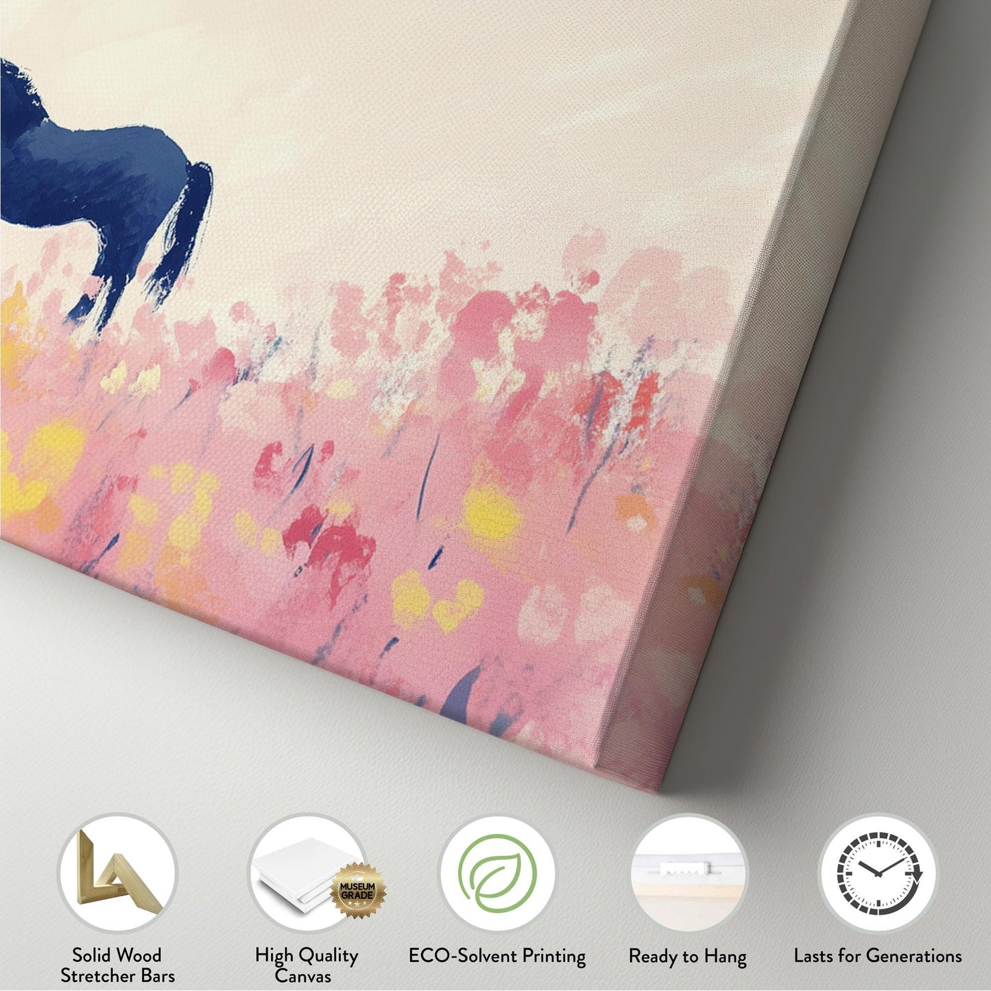 Equestrian Farmhouse Panoramic Rustic Ranch Horse, Minimal Country Riding Canvas Print, Wild Scene Printed Canvas Art