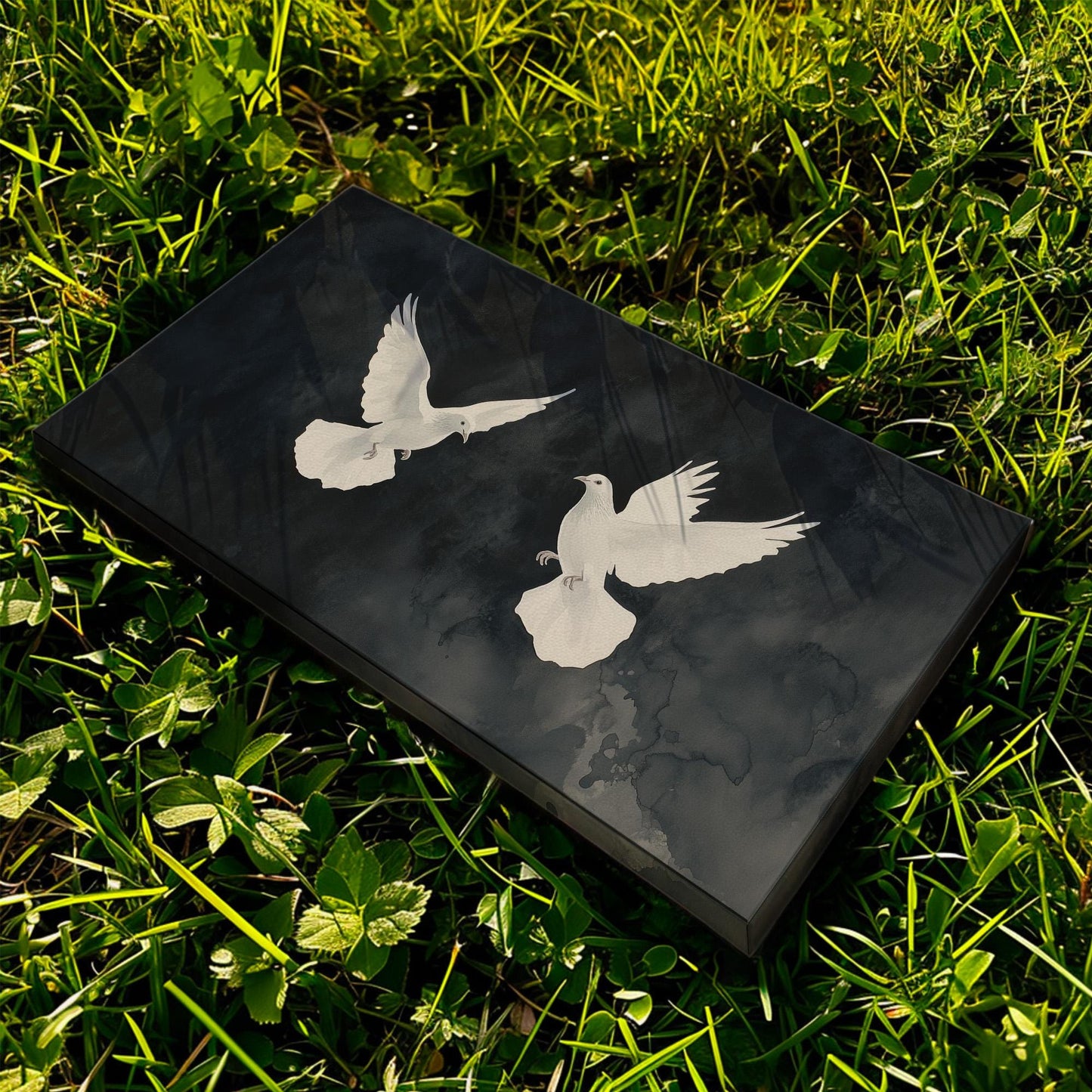 Dove Couple Lanscape Peaceful Night, 2x1 Flying Bird Canvas Print, Nature Calm 20x60 Canvas Art