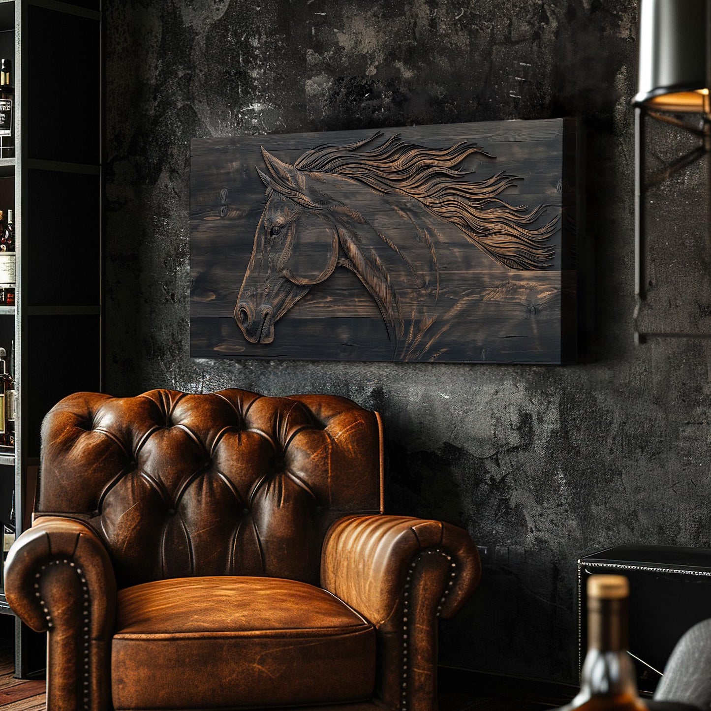 Rustic Horse Ranch Lanscape Western Country, 2x1 Farmhouse Equestrian Canvas Print, Wild Riding 20x60 Canvas Art