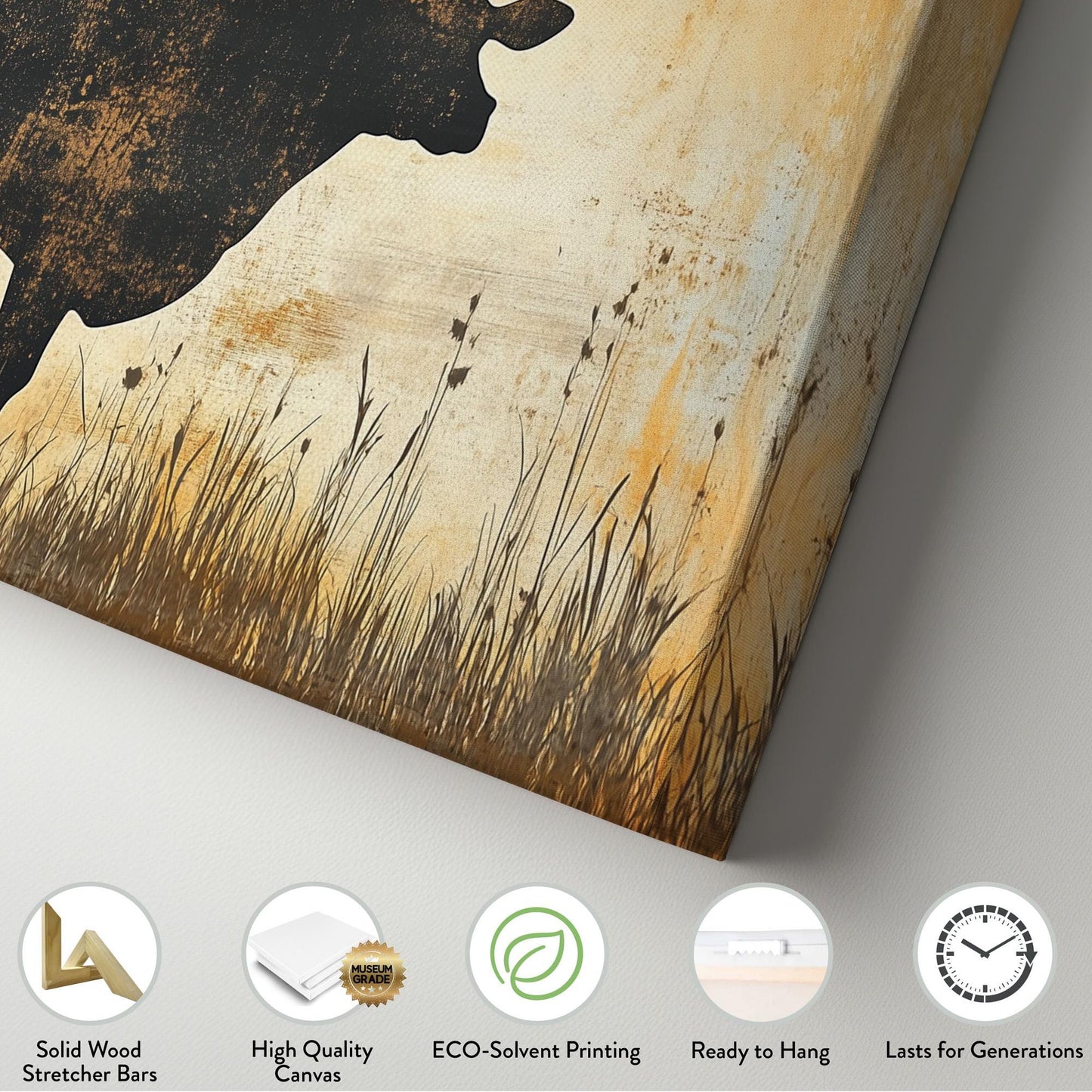 Rustic Cow Lanscape Country Living, 2x1 Farmhouse Decor Canvas Print, Rural Vibes 20x60 Canvas Art