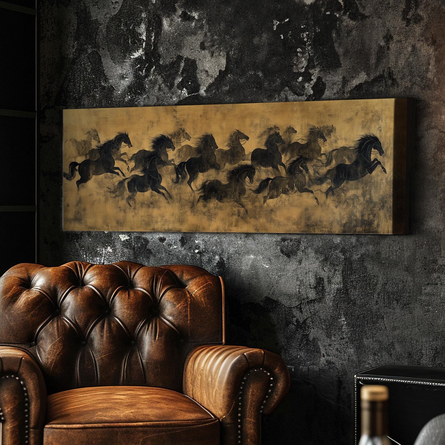 Running Horses Canvas Print: Rustic Farmhouse Equestrian Art