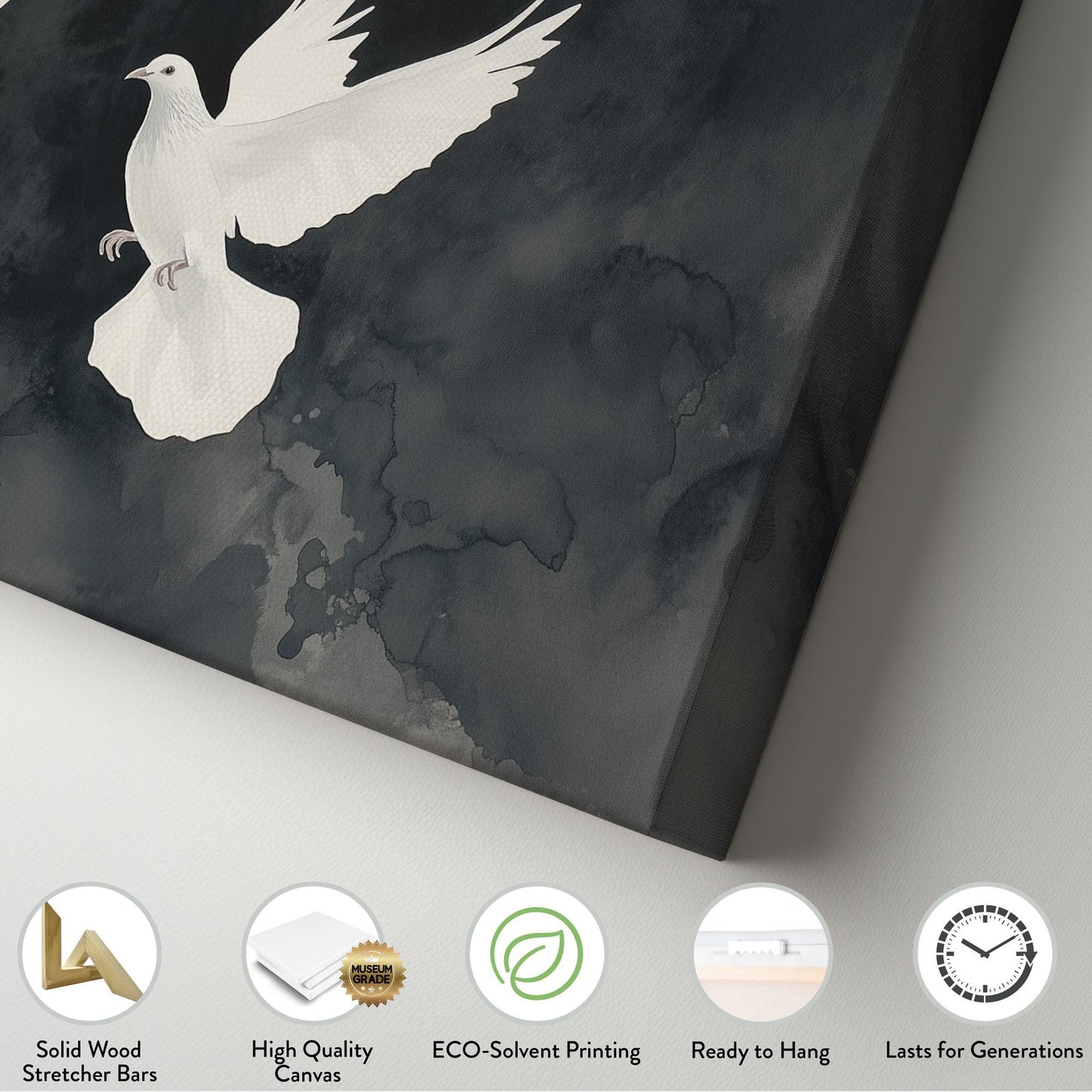 Dove Couple Lanscape Peaceful Night, 2x1 Flying Bird Canvas Print, Nature Calm 20x60 Canvas Art