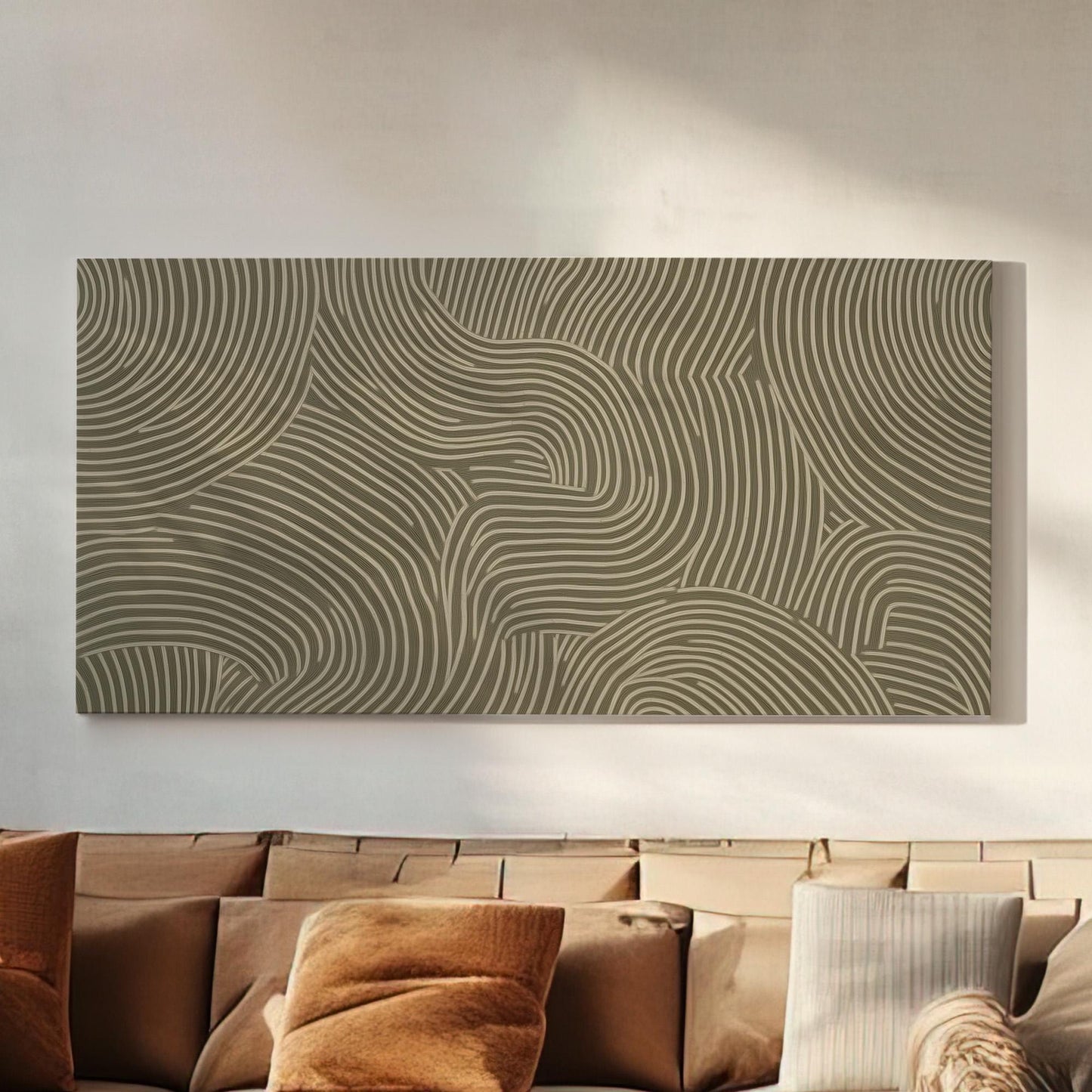Whispering Currents Wall Art For Living Room, Horizontal Hypnotic Swirls Canvas Print, Scandi Boho Decor Canvas Art