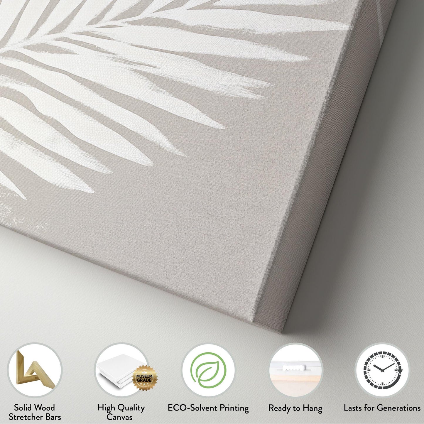Palm Tree Branch Wall Art For Living Room, Horizontal Beach House Canvas Print, Minimal Tropical Decor Canvas Art