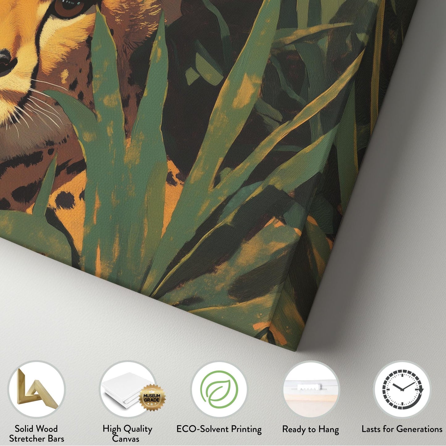 Hiding Cheetah Wall Art For Living Room, Horizontal Jungle Vibes Canvas Print, Savanna Decor Canvas Art