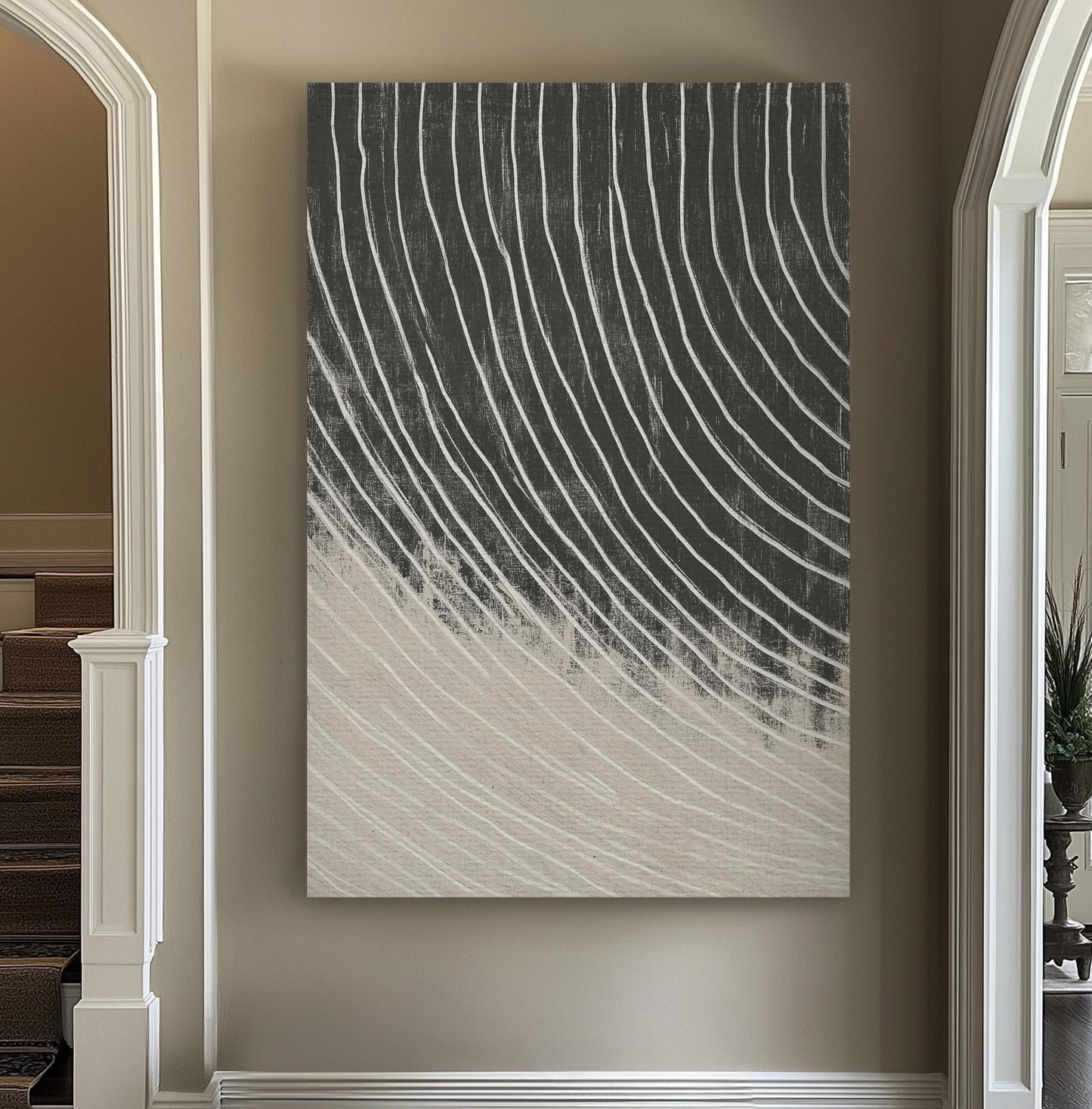 Monochrome Tornado Wall Art For Living Room, Vertical Statement Piece Canvas Print, Bold Abstract Decor Canvas Art