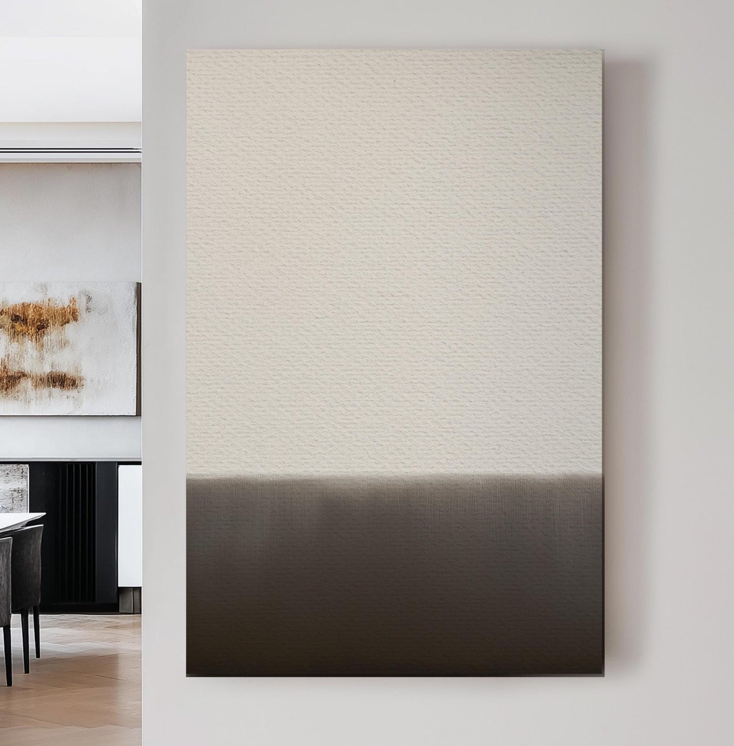 Grey Dual Tone Abstract Wall Art Minimal Serenity, Vertical Shadow Canvas Print, Moody Scene Decor Canvas Art