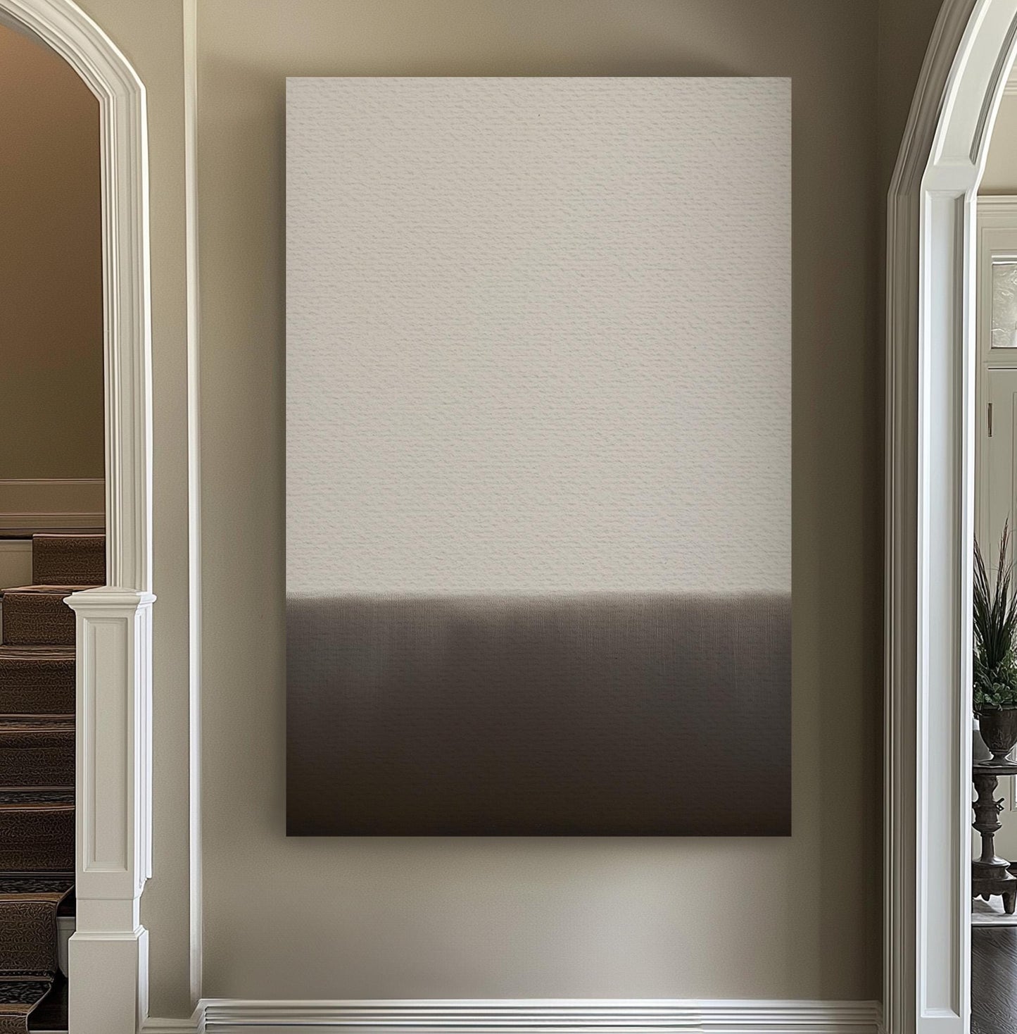 Grey Dual Tone Abstract Wall Art Minimal Serenity, Vertical Shadow Canvas Print, Moody Scene Decor Canvas Art