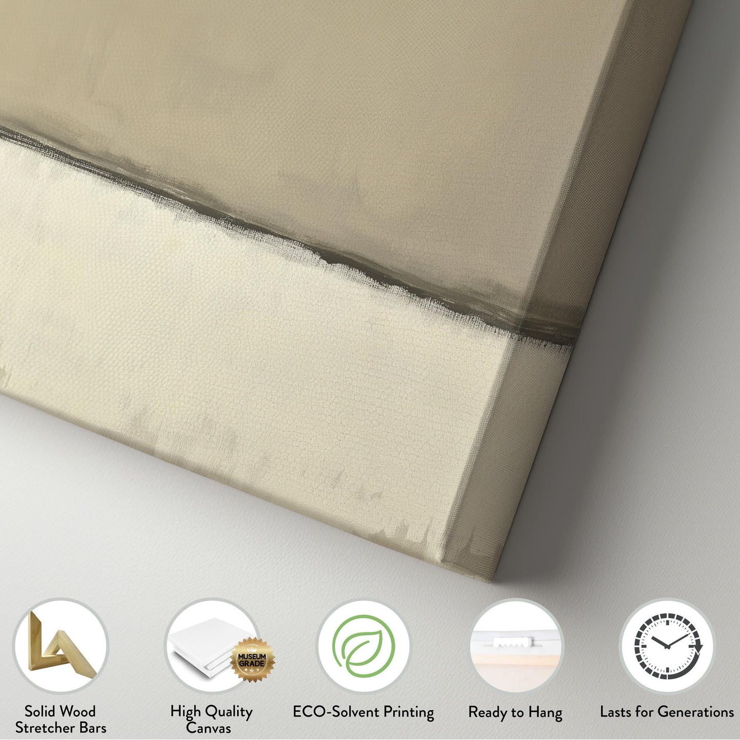 Beige and Grey Abstract Wall Art Minimal Serenity, Vertical Nature Colors Canvas Print, Moody Scene Decor Canvas Art