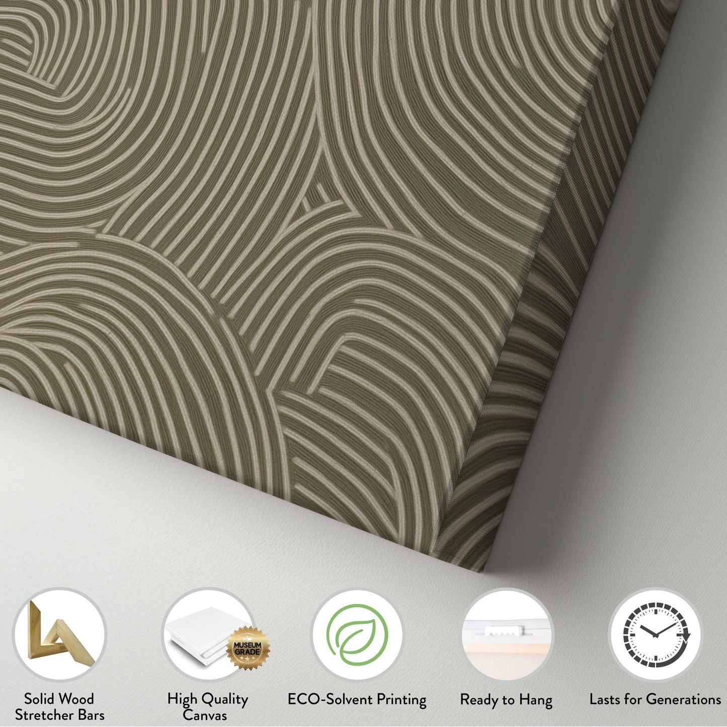 Whispering Currents Wall Art For Living Room, Horizontal Hypnotic Swirls Canvas Print, Scandi Boho Decor Canvas Art