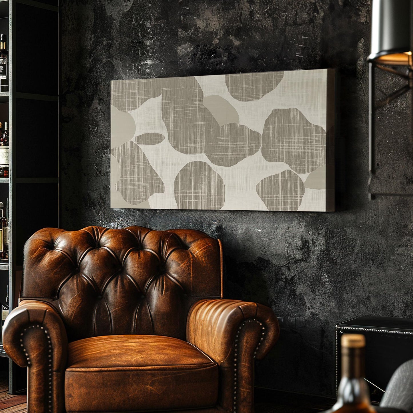 Stone Flow Wall Art Above Bed, Horizontal Organic Stone Canvas Print, Earthy Tones Decor Canvas Art