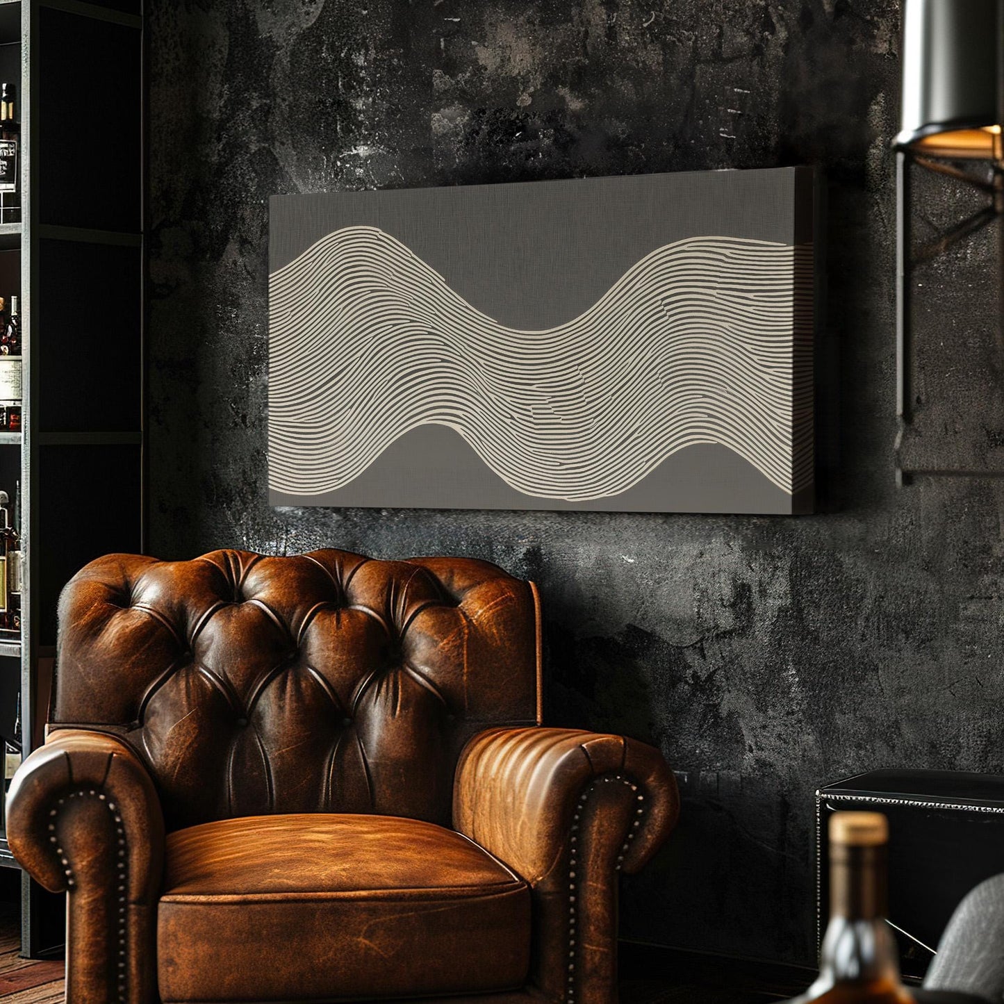 Fluid Echo Wall Art Above Couch, Horizontal Abstract Waves Canvas Print, Dynamic Scene Decor Canvas Art
