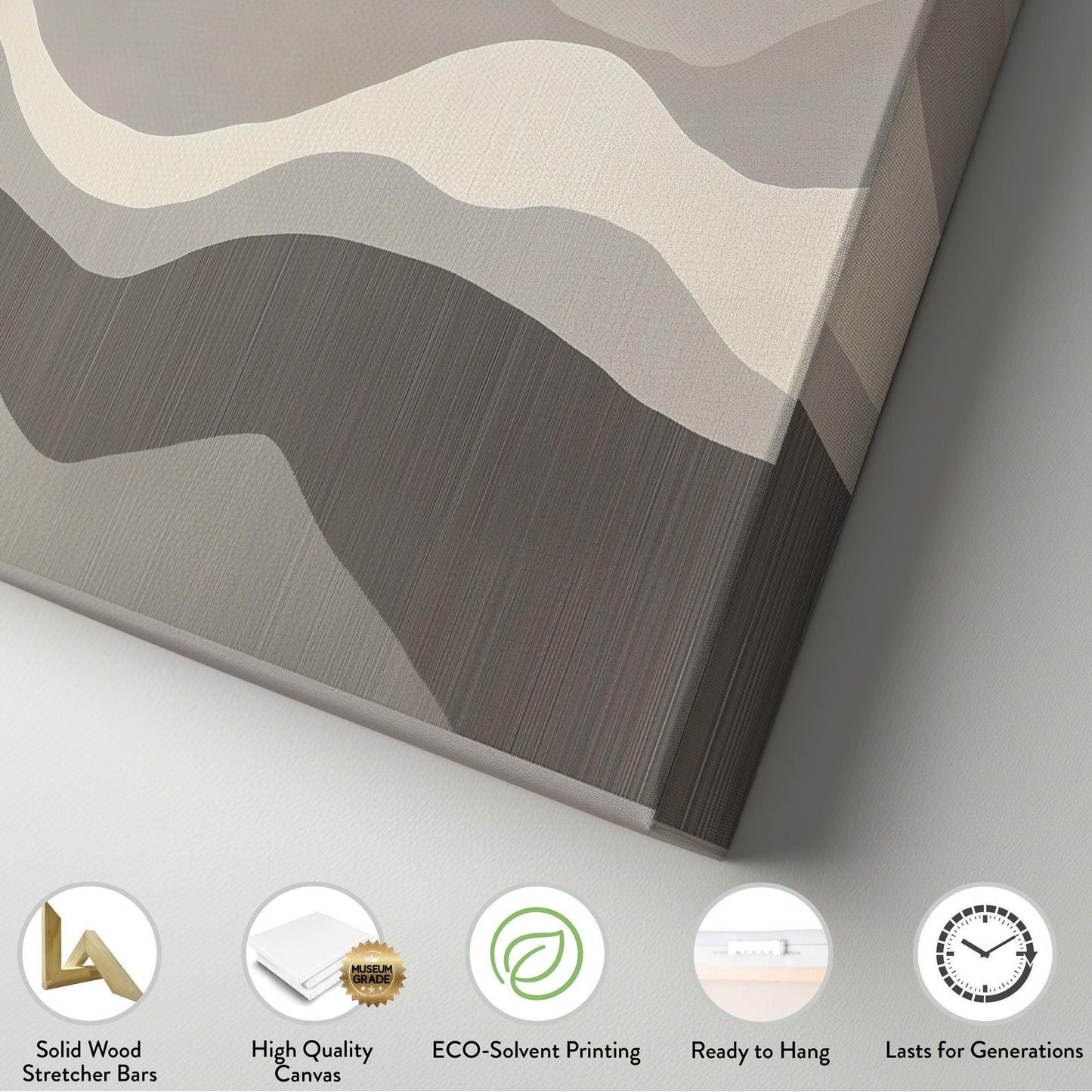 Ethereal Highlands Wall Art Above Bed, Horizontal Earthy Abstract Canvas Print, Mountain Scene Decor Canvas Art
