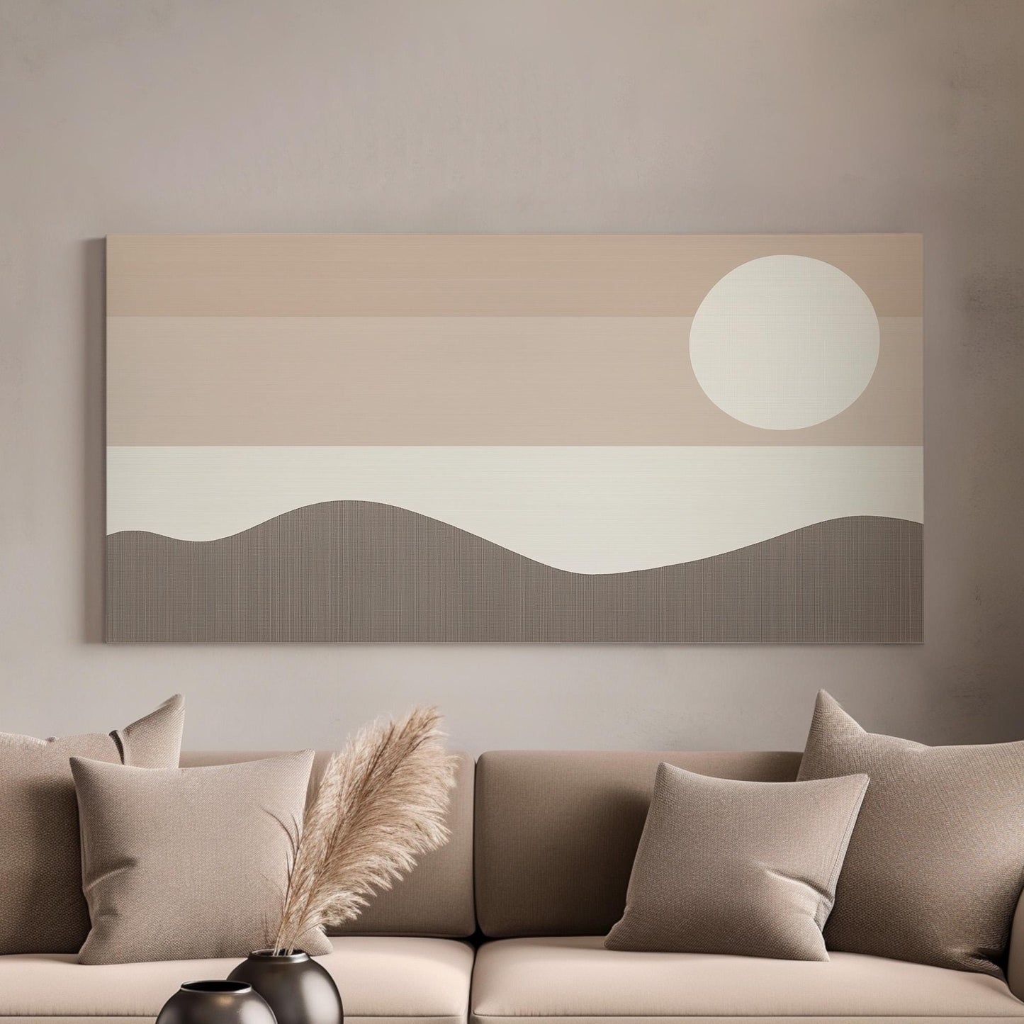 Desert Glow Wall Art For Bedroom, Horizontal BohoSunset Canvas Print, Abstract Dunes Decor Canvas Art