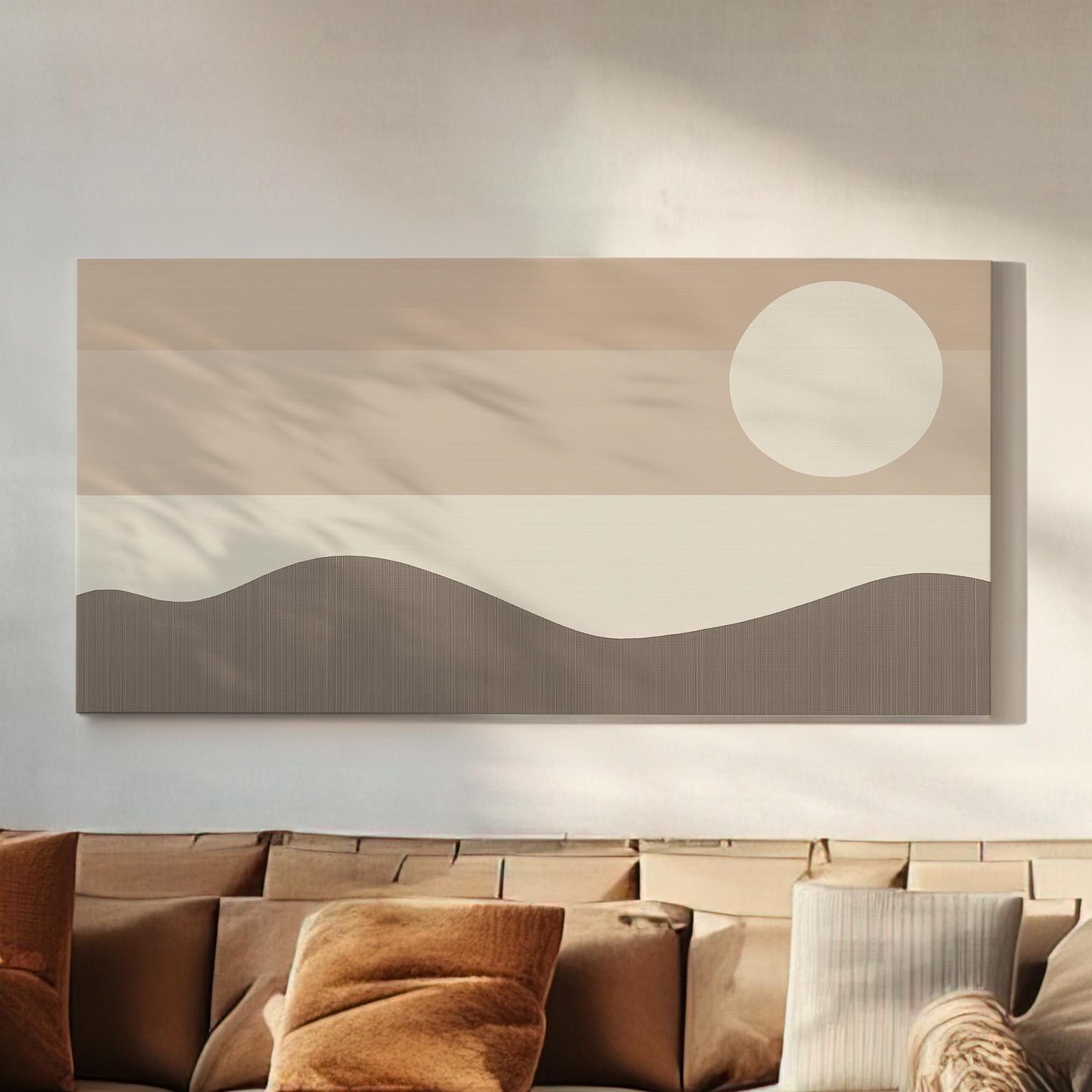 Desert Glow Wall Art For Bedroom, Horizontal BohoSunset Canvas Print, Abstract Dunes Decor Canvas Art