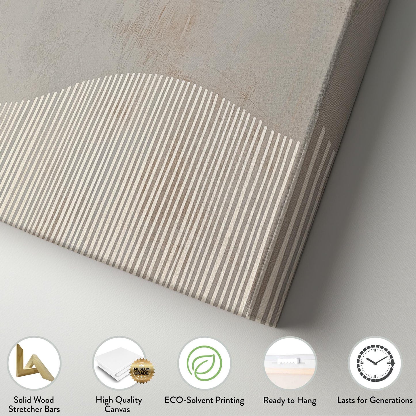 Desert Echo Wall Art For Living Room, Horizontal Scandinavian Waves Canvas Print, Abstract Sand Dunes Decor Canvas Art