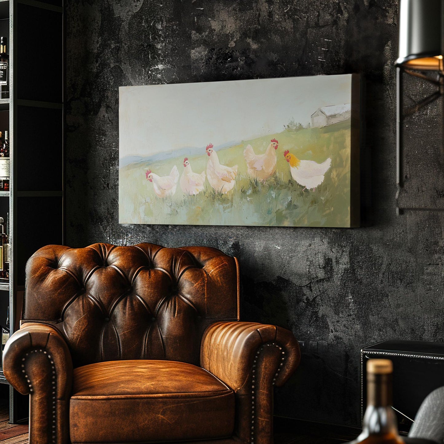 Beautiful Rooster Farm Wall Art Rustic Farmhouse, Horizontal Homestead Canvas Print, Chicken Coup Decor Canvas Art