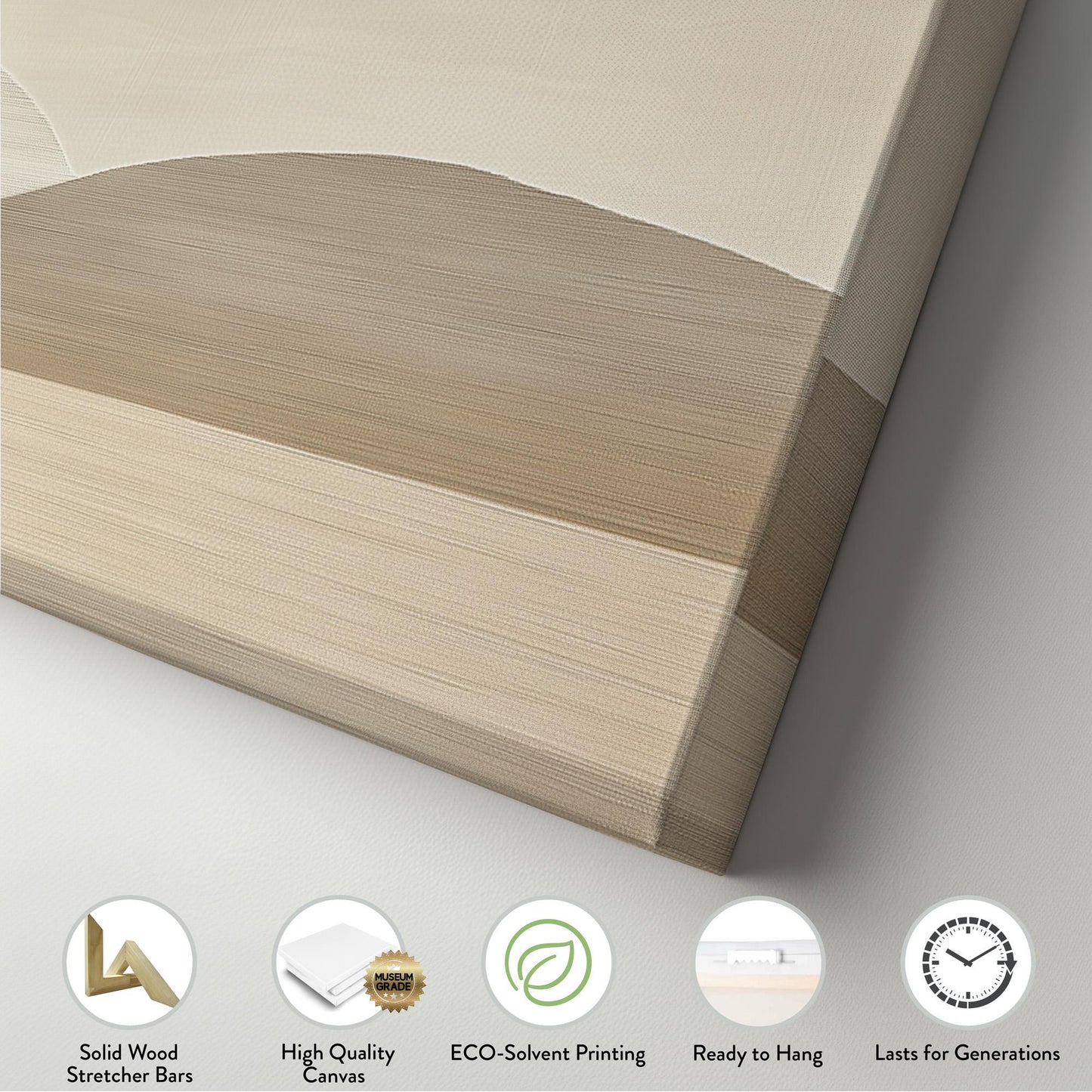 Tan and Cream Abstract Landscape Panoramic Art Above Bed, Canvas Warm Neutral Wall Art Print, Soft Earth Decor Canvas Art
