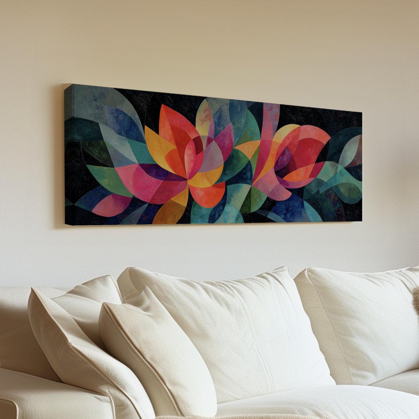 Vibrant Petals Canvas Art Abstract Print Modern Wall Art For Living Room Radiant Spectrum Art Floral Decor Panoramic Wall Art
