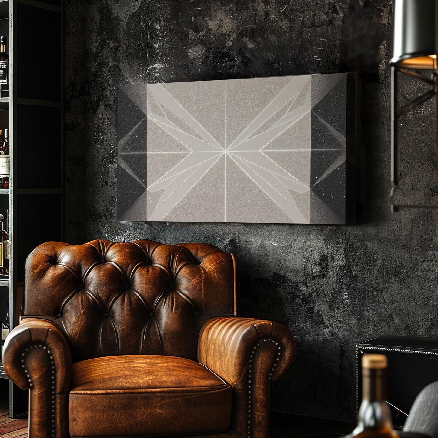 Symmetrical Starburst Canvas Art | Geometric Modern Print | Minimalist Wall Art For Office | Cosmic Pearl Art | Abstract Design Decor Art