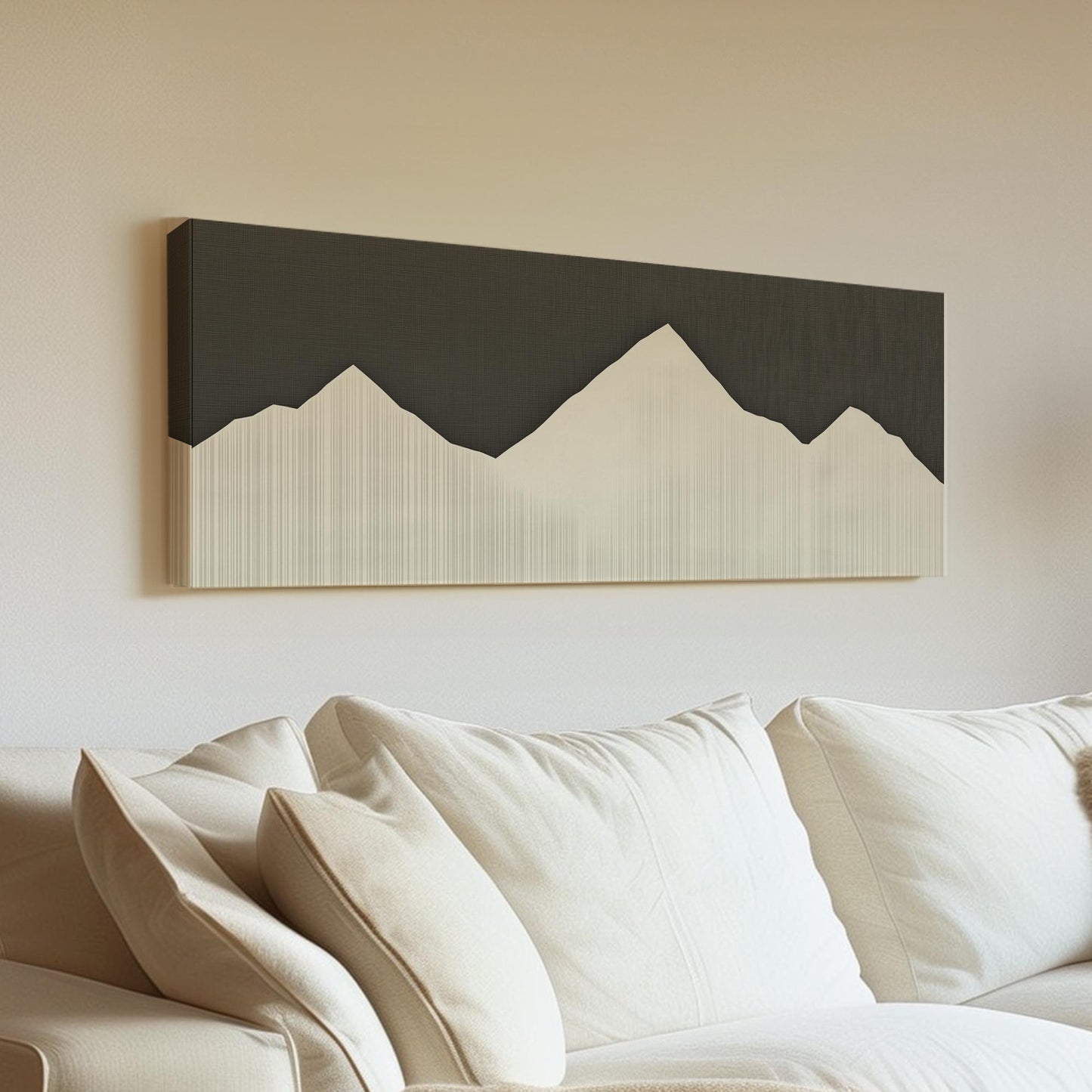 Mystic Peaks Canvas Art Minimalist Print Modern Wall Art For Office Snow Drift Gray Art Mountain Range Decor Panoramic Wall Art