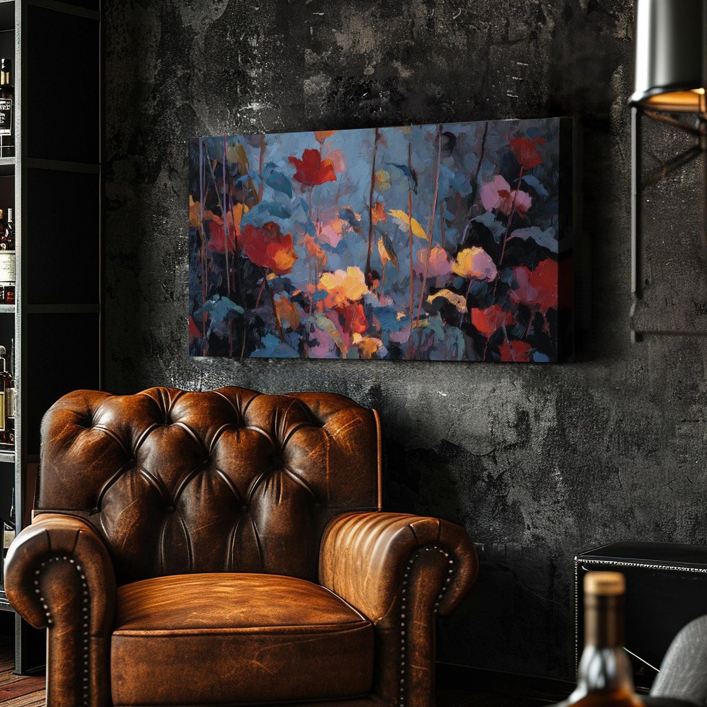 Vibrant Floral Symphony Canvas Art | Impressionist Print | Modern Wall Art For Living Room | Sunset Coral Art | Blooming Garden Decor Art