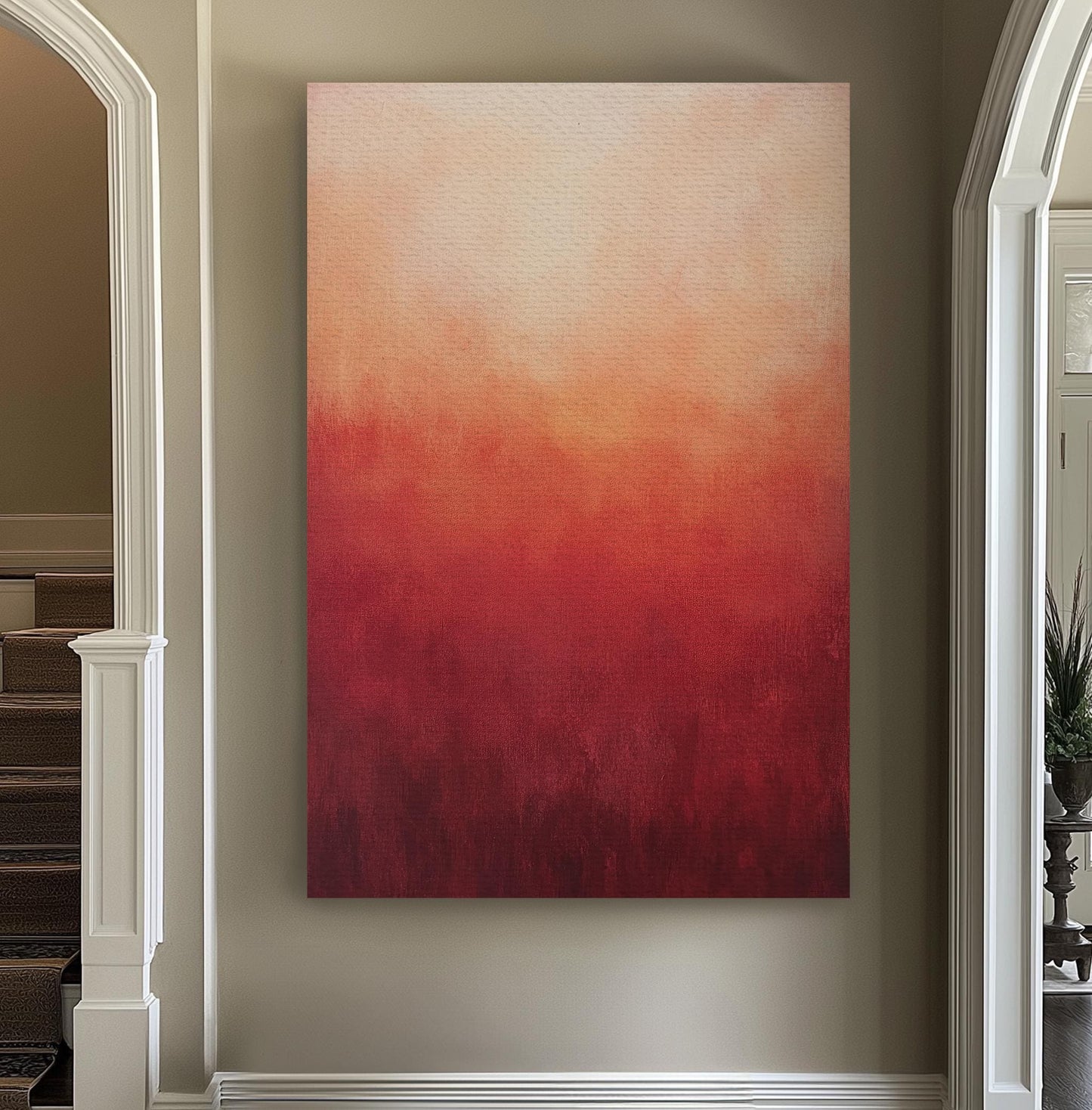 Sunset Hues Canvas Art | Ombre Gradient Print | Biophilic Wall Art For Living Room | Terracotta Blush Art Vertical Canvas