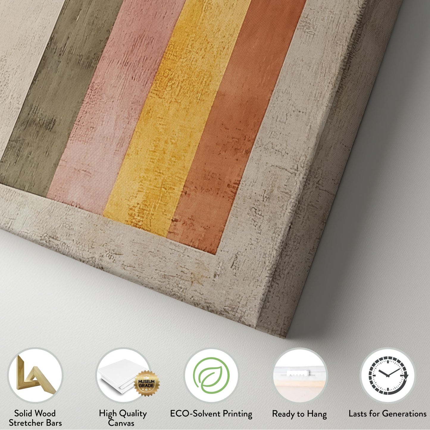 Rainbow Arch Canvas Art | Abstract Minimalist Print | Bohemian Wall Art For Living Room | Terracotta Ochre Art Square Canvas Art