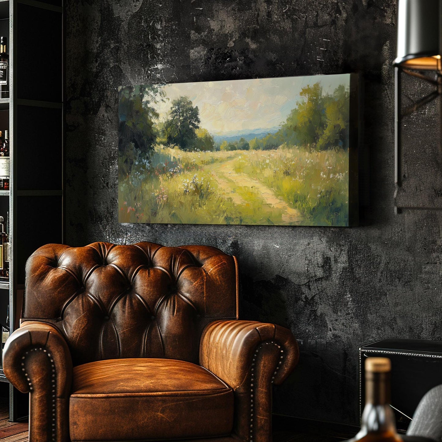 Serene Path Canvas Art | Impasto Impressionism Print | Bohemian Wall Art For Living Room | Honeyed Wheat Art Horizontal Art