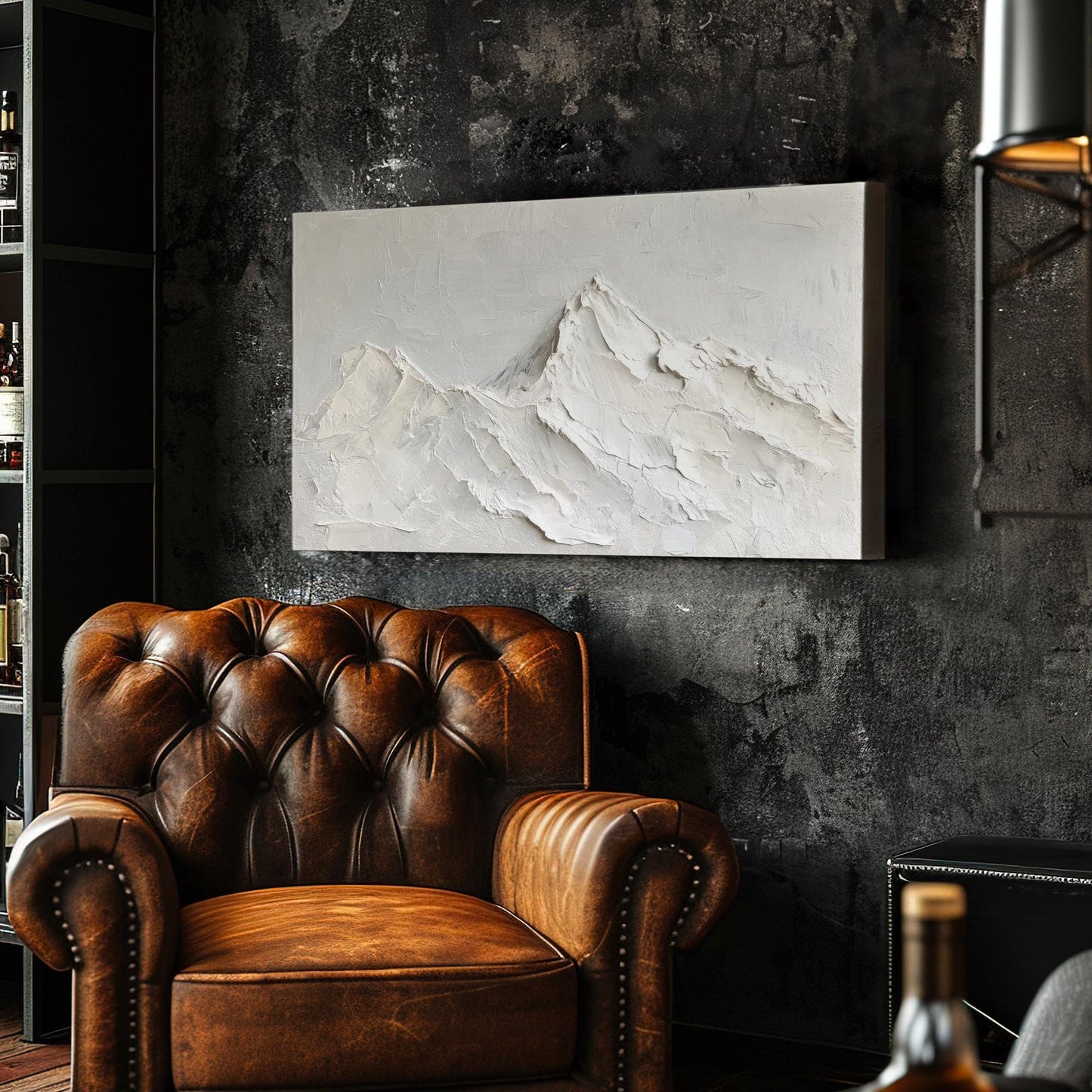 Serene Mountain Range Canvas Art | Impasto Palette Knife Print | Minimalist Wall Art For Living Room Horizontal Art