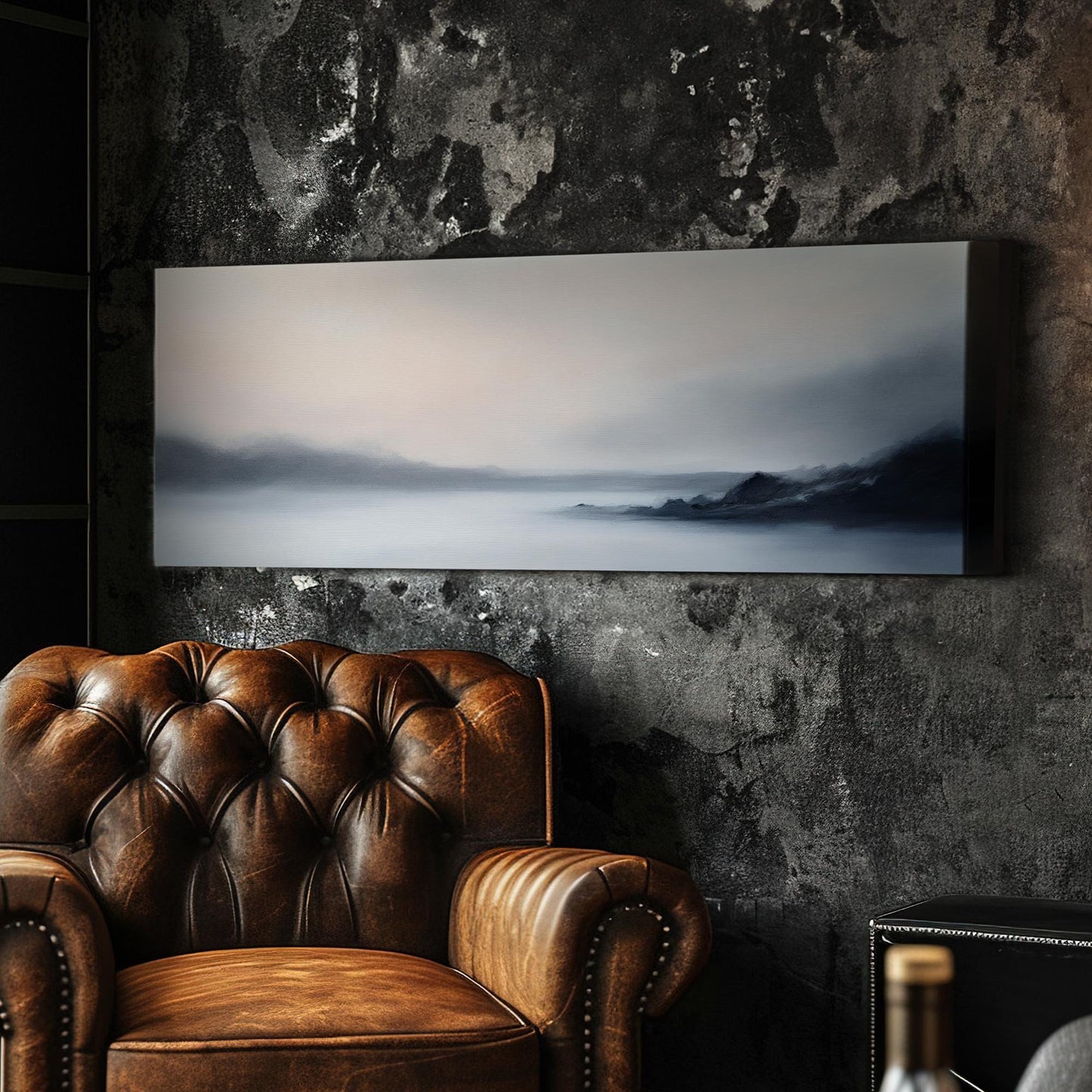 Serene Landscape Canvas Art | Impressionistic Oil Print | Tranquil Minimalist Wall Art For Living Room Panoramic Wall Art