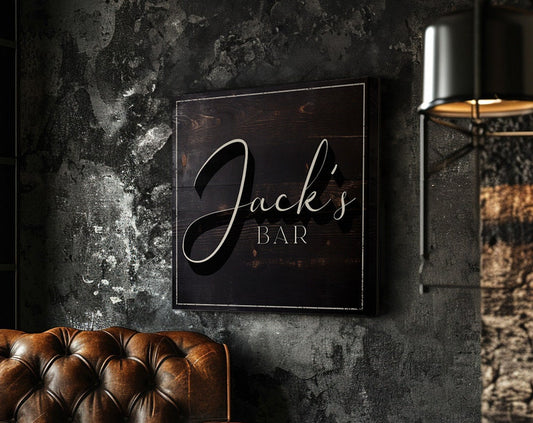 Custom Whiskey Bar Sign - Elegant Personalized Man Cave Canvas Art