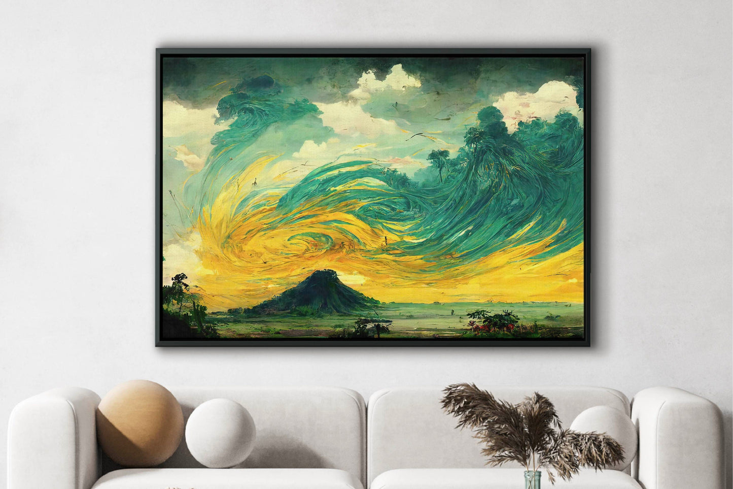 A Volcano In The Storm Oil Painting Canvas Art Print, Bedroom Canvas Wall Art, Wrapped Canvas Wall Art, Abstract Wall Art