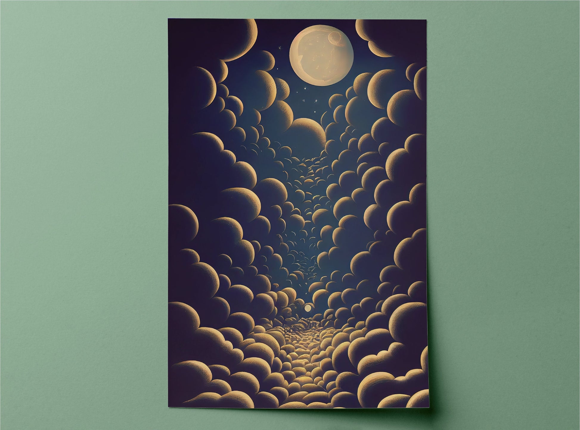 Abstract Surreal Planets Canvas Art Print, Bedroom Canvas Wall Art, Wrapped Canvas Wall Art, Abstract Wall Art, Canvas Living Room Wall Art