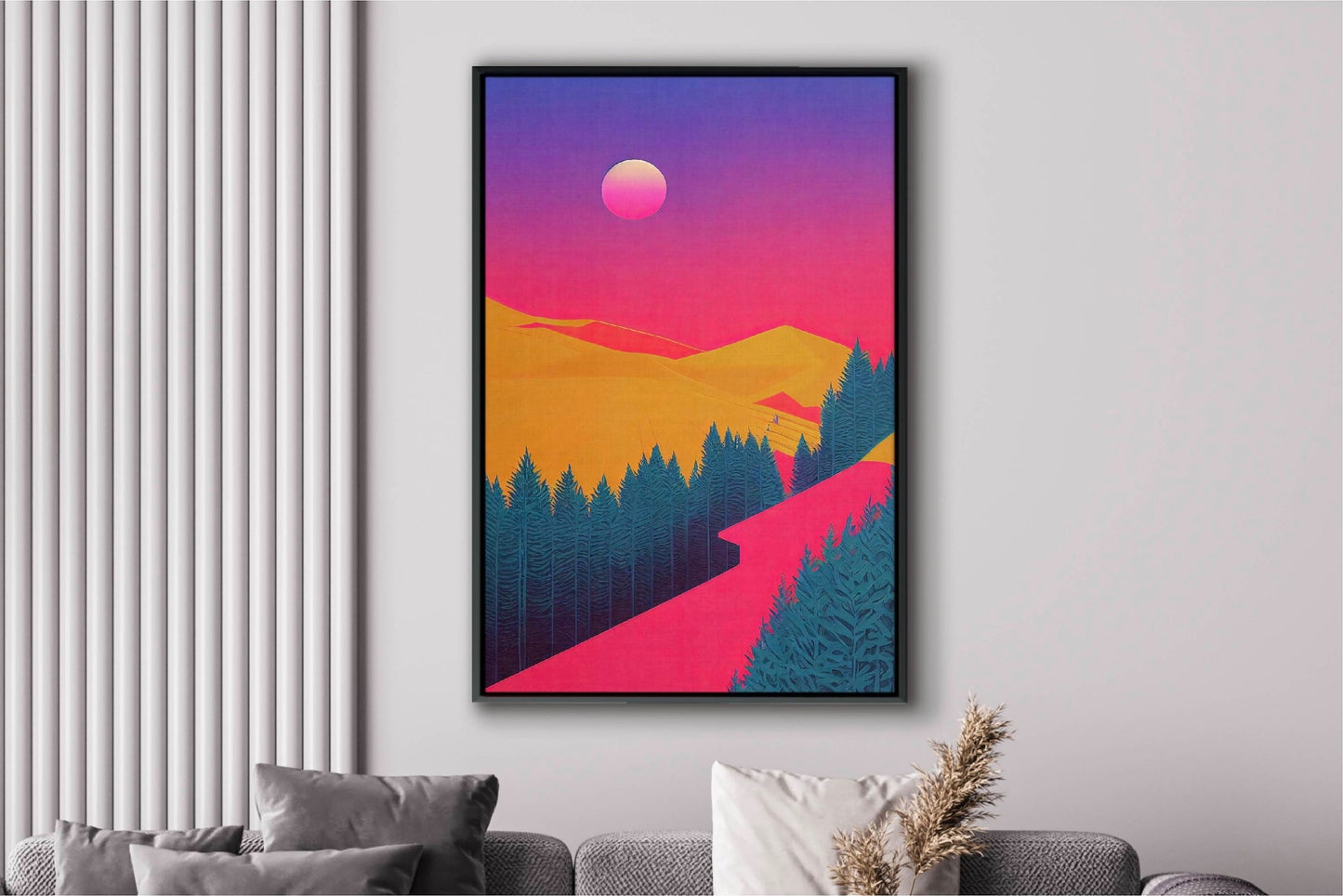 Art Deco Style Forest Canvas Art Print, Bedroom Canvas Wall Art, Wrapped Canvas Wall Art, Abstract Wall Art, Canvas Living Room Wall Art