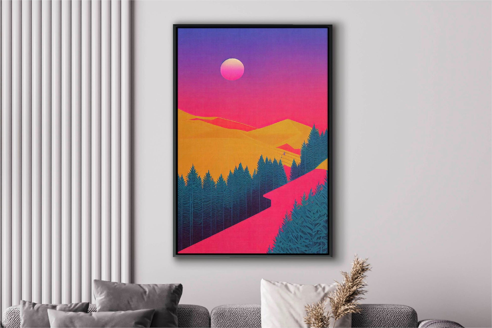 Art Deco Style Forest Canvas Art Print, Bedroom Canvas Wall Art, Wrapped Canvas Wall Art, Abstract Wall Art, Canvas Living Room Wall Art