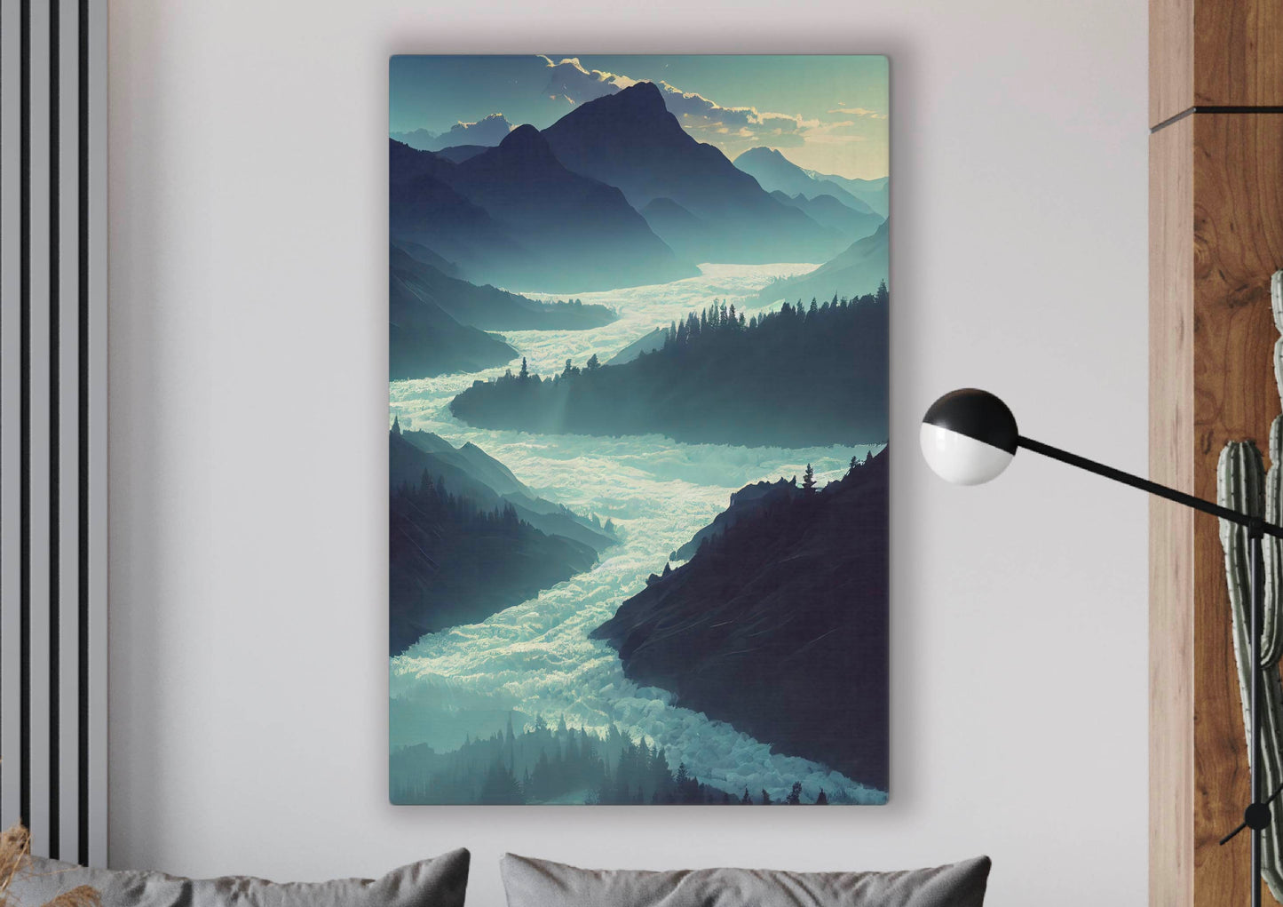 Fast Mountain River Canvas Art Print, Bedroom Canvas Wall Art, Wrapped Canvas Wall Art, Abstract Wall Art, Canvas Living Room Wall Art
