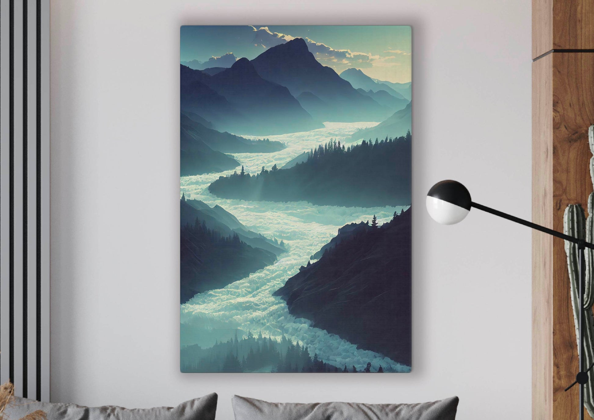 Fast Mountain River Canvas Art Print, Bedroom Canvas Wall Art, Wrapped Canvas Wall Art, Abstract Wall Art, Canvas Living Room Wall Art