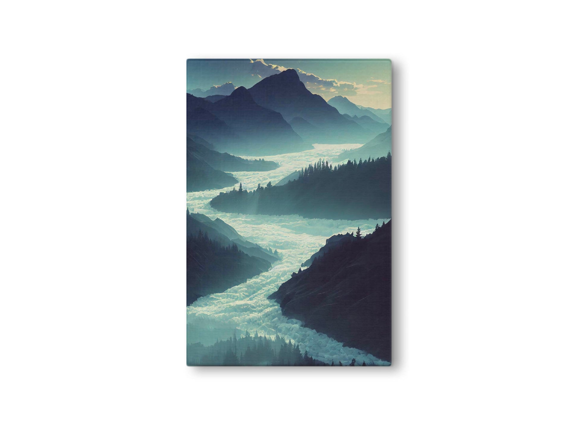 Fast Mountain River Canvas Art Print, Bedroom Canvas Wall Art, Wrapped Canvas Wall Art, Abstract Wall Art, Canvas Living Room Wall Art