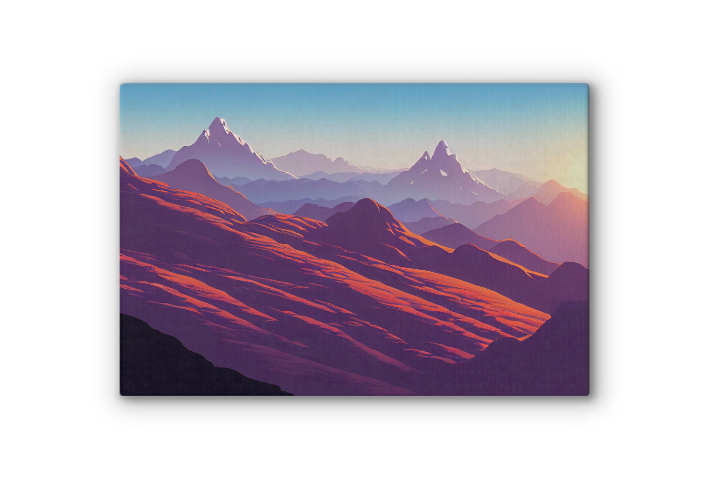 Mountain Sunset Canvas Art Print: Abstract Bedroom Wall Decor