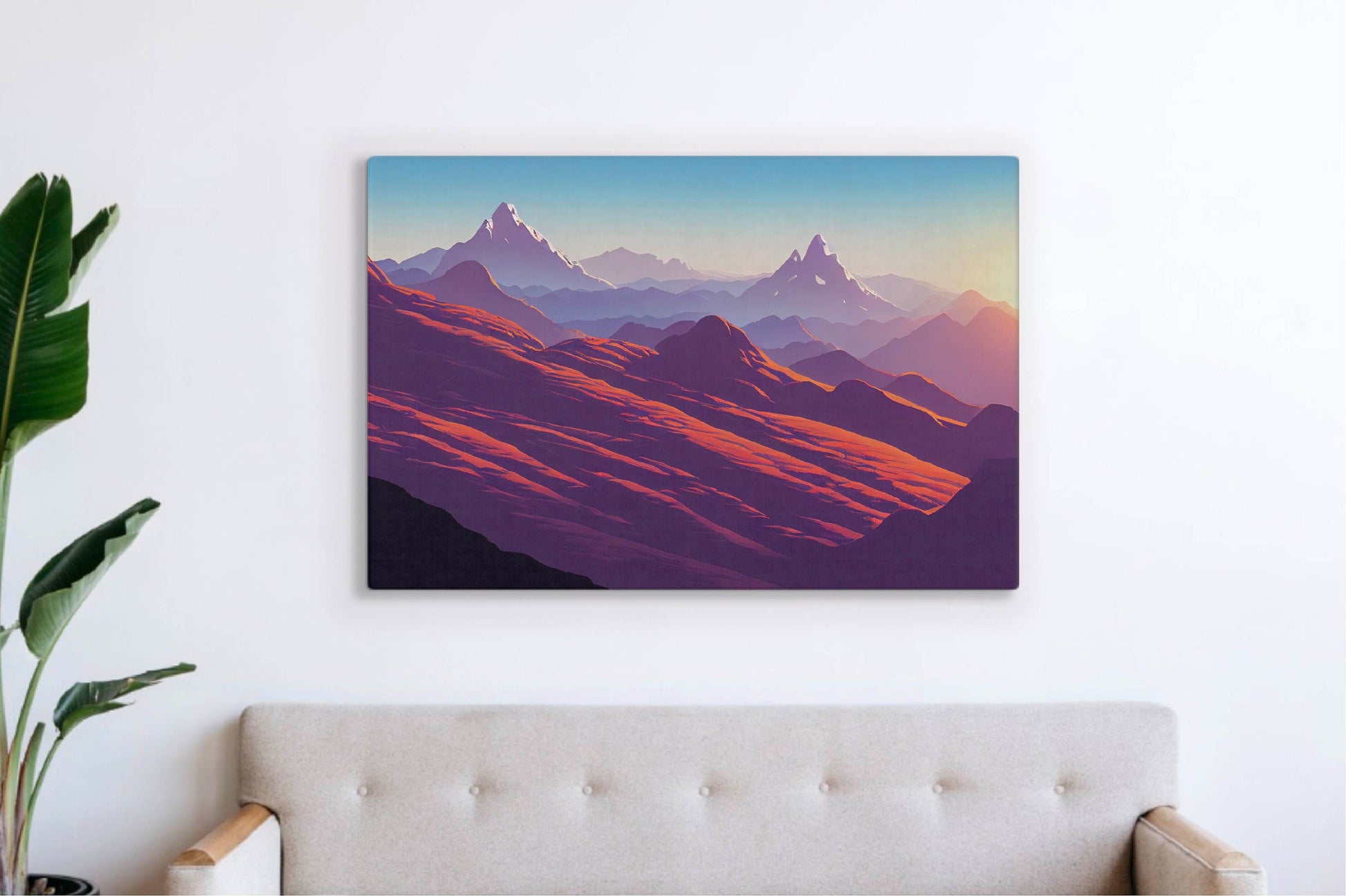Mountain Sunset Canvas Art Print: Abstract Bedroom Wall Decor