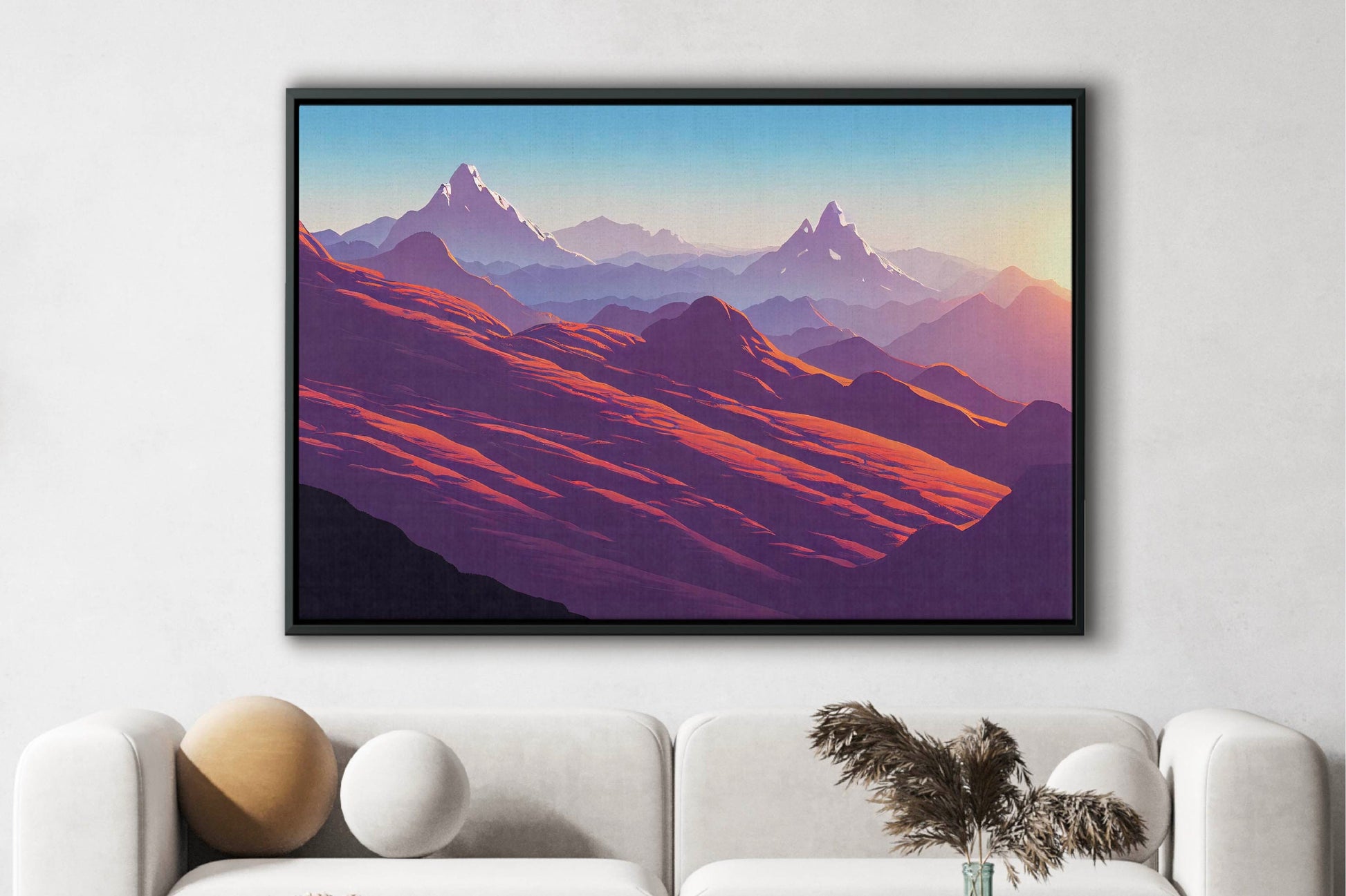 Mountain Sunset Canvas Art Print: Abstract Bedroom Wall Decor
