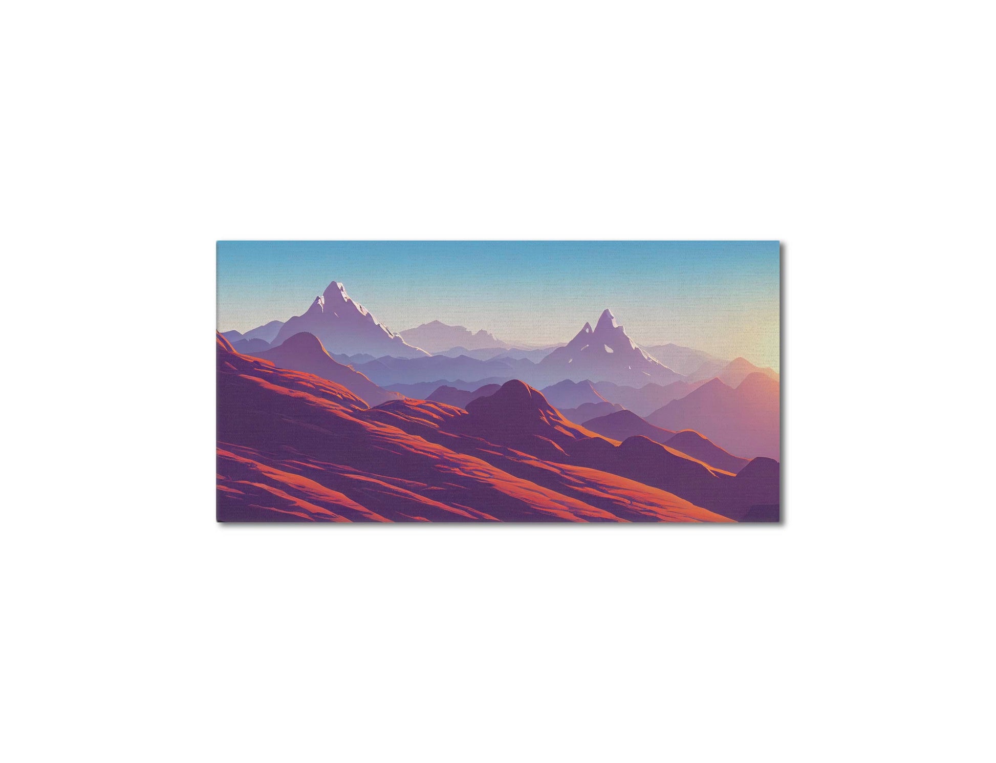 Huge Mountains In The Setting Sun Landscape Canvas Wall Art, Framed Canvas Wall Print, Wrapped Canvas Wall Art, Abstract Wall Art