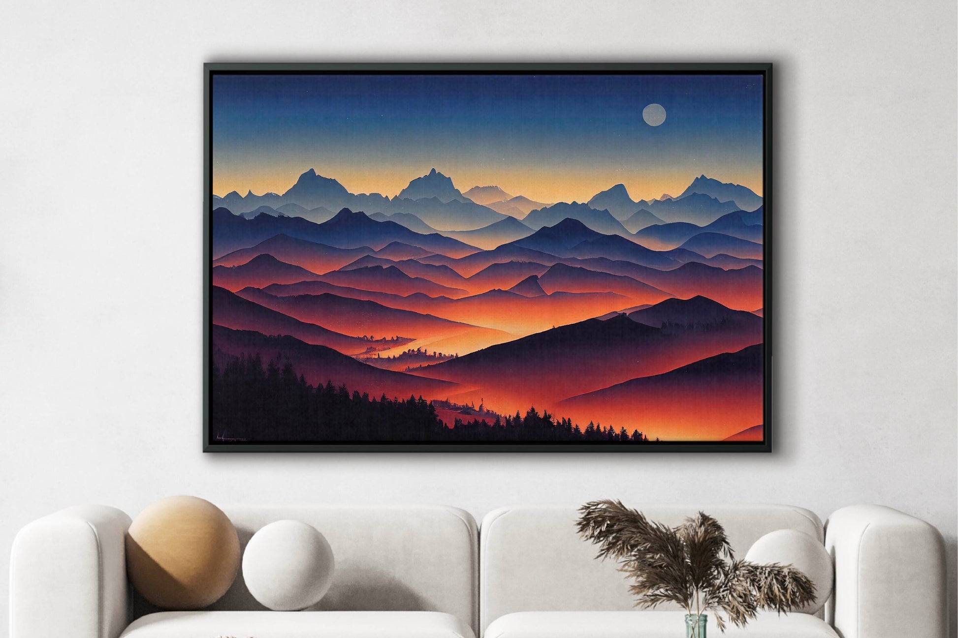 Nightfall In The Alps Canvas Art Print, Bedroom Canvas Wall Art, Wrapped Canvas Wall Art, Abstract Wall Art, Canvas Living Room Wall Art
