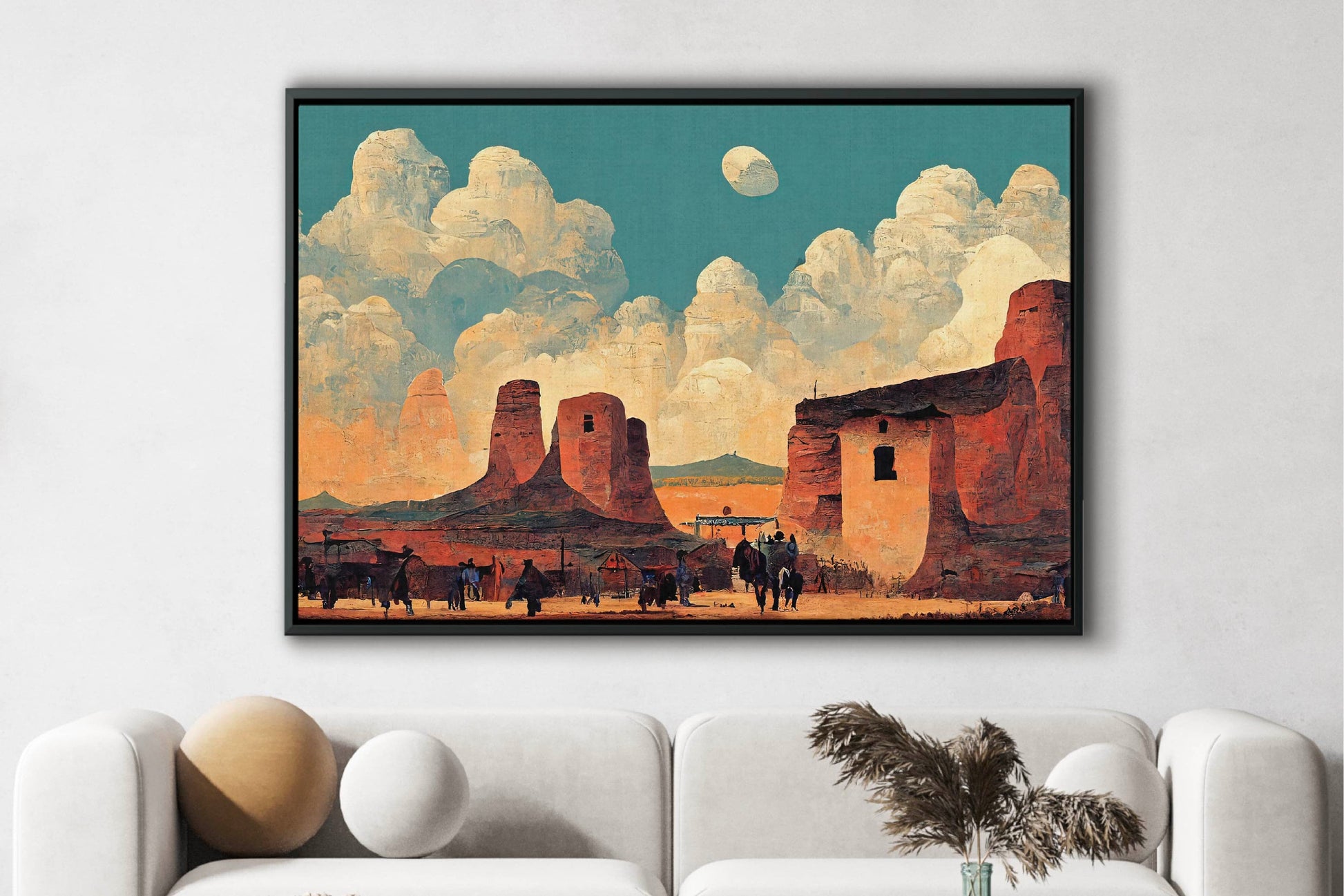 Wild West City In The Desert Canvas Art Print, Bedroom Canvas Wall Art, Wrapped Canvas Wall Art, Abstract Wall Art