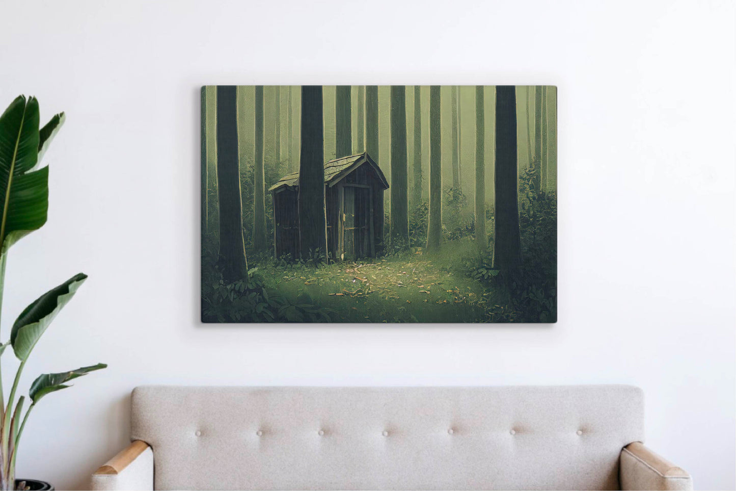 A Creepy Shed In The Forest Canvas Art Print, Bedroom Canvas Wall Art, Wrapped Canvas Wall Art, Abstract Wall Art