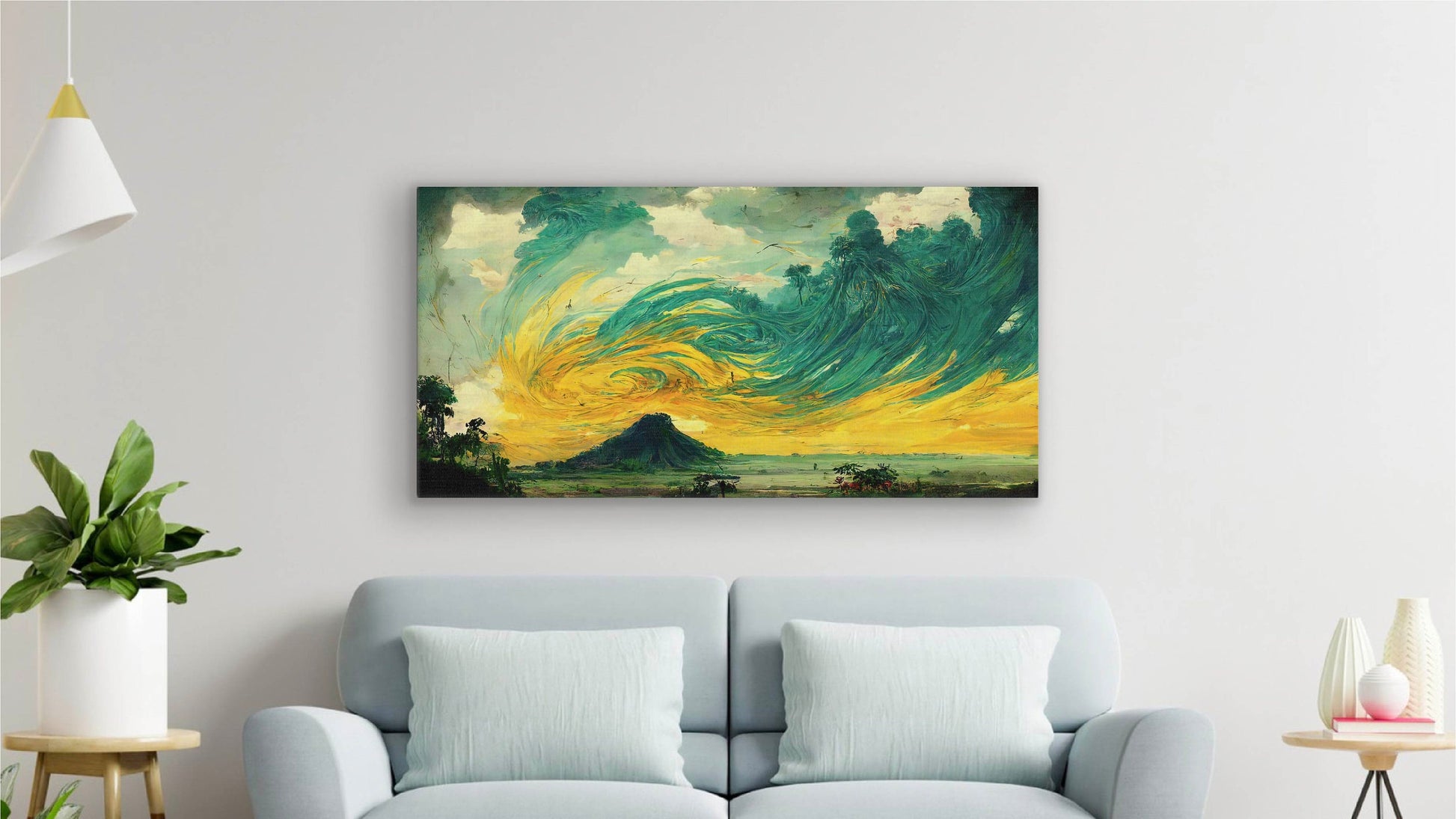A Volcano In The Storm Oil Painting Landscape Canvas Wall Art, Framed Canvas Wall Print, Wrapped Canvas Wall Art, Abstract Wall Art